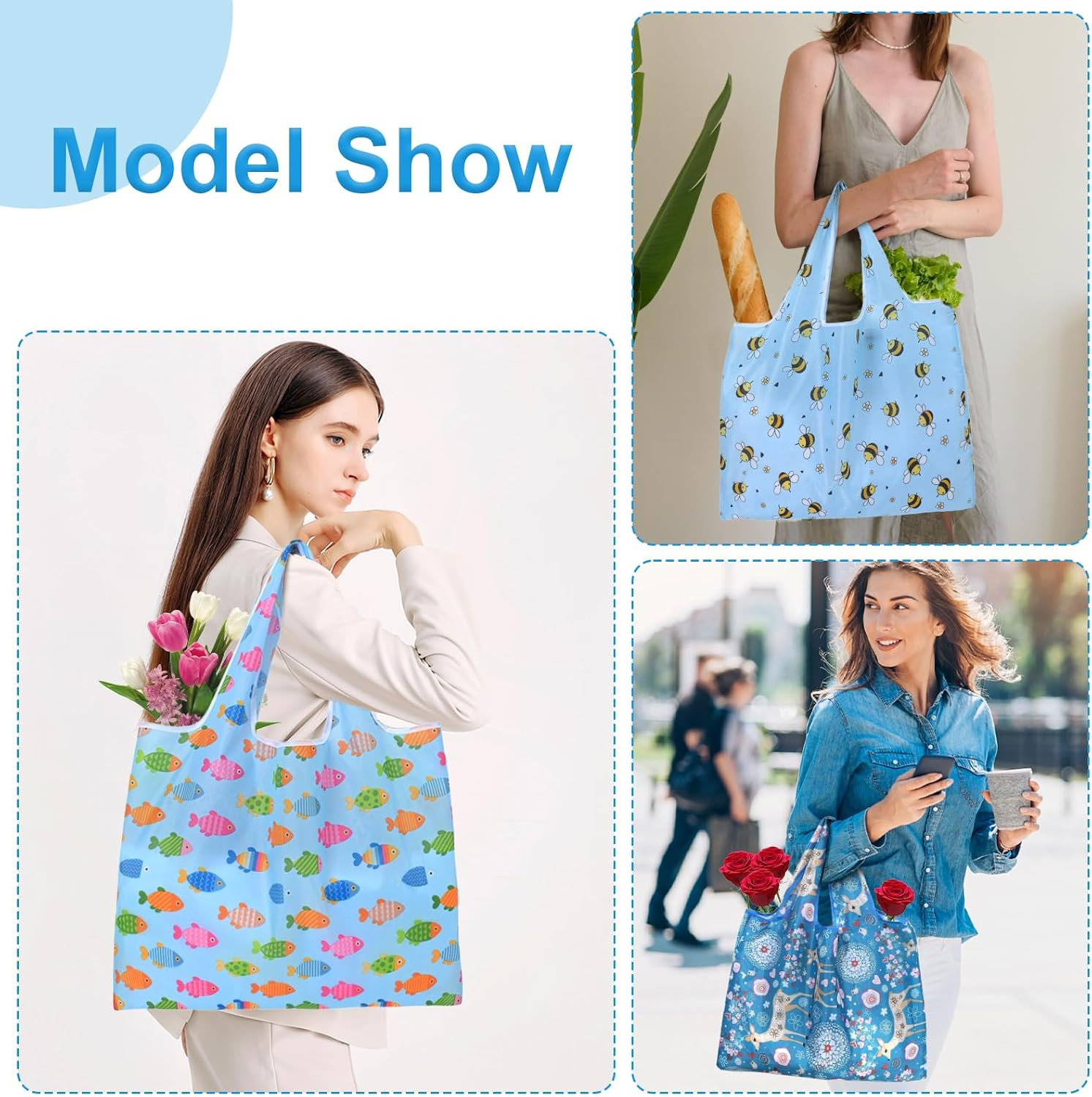 Extra Large 50Lbs Foldable Reusable Shopping Bags Kitchen Reusable