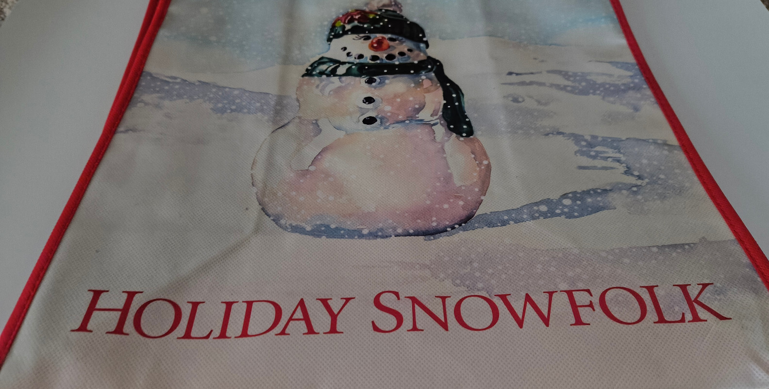 LAMINATED PUBLIX LARGE TOTE SHOPPER BAG HOLIDAY SNOWFOLK Snowman Red Blue NEW
