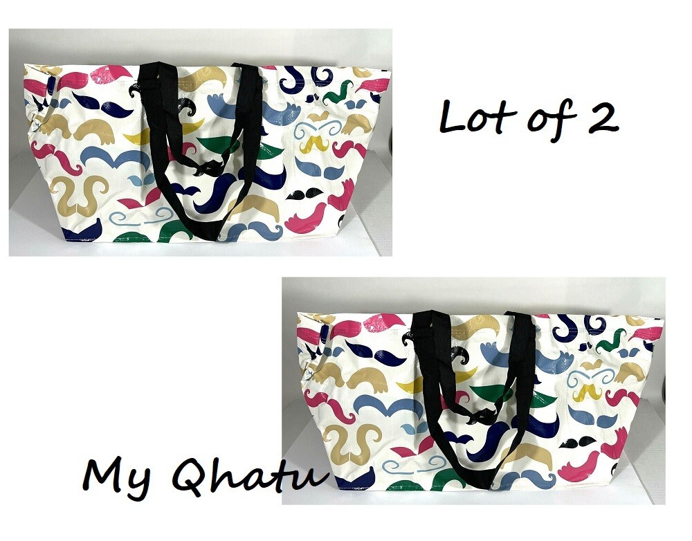 Lot of 2 IKEA Tote Bag Mustache Storage Laundry 19 gal Ikea Banglig Frakta New