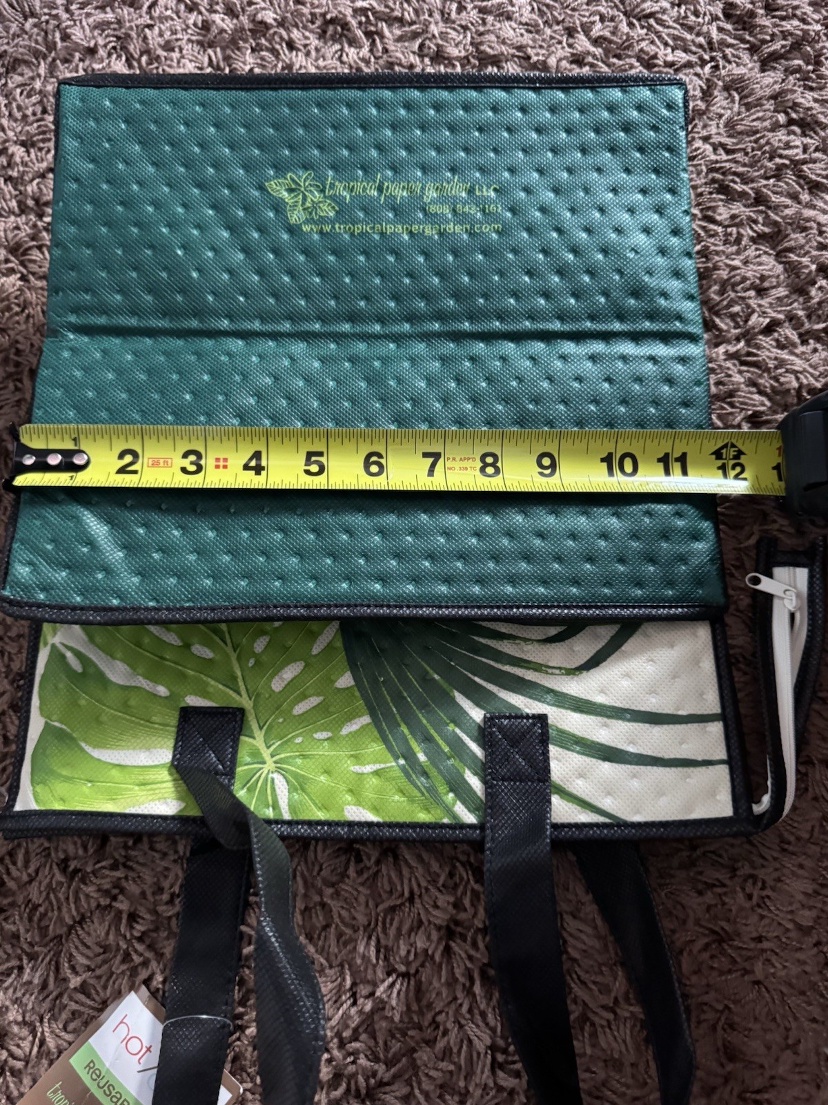 NWT Tropical Paper Garden Insulated Reusable Shopping or Lunch Tote Bag Greenery