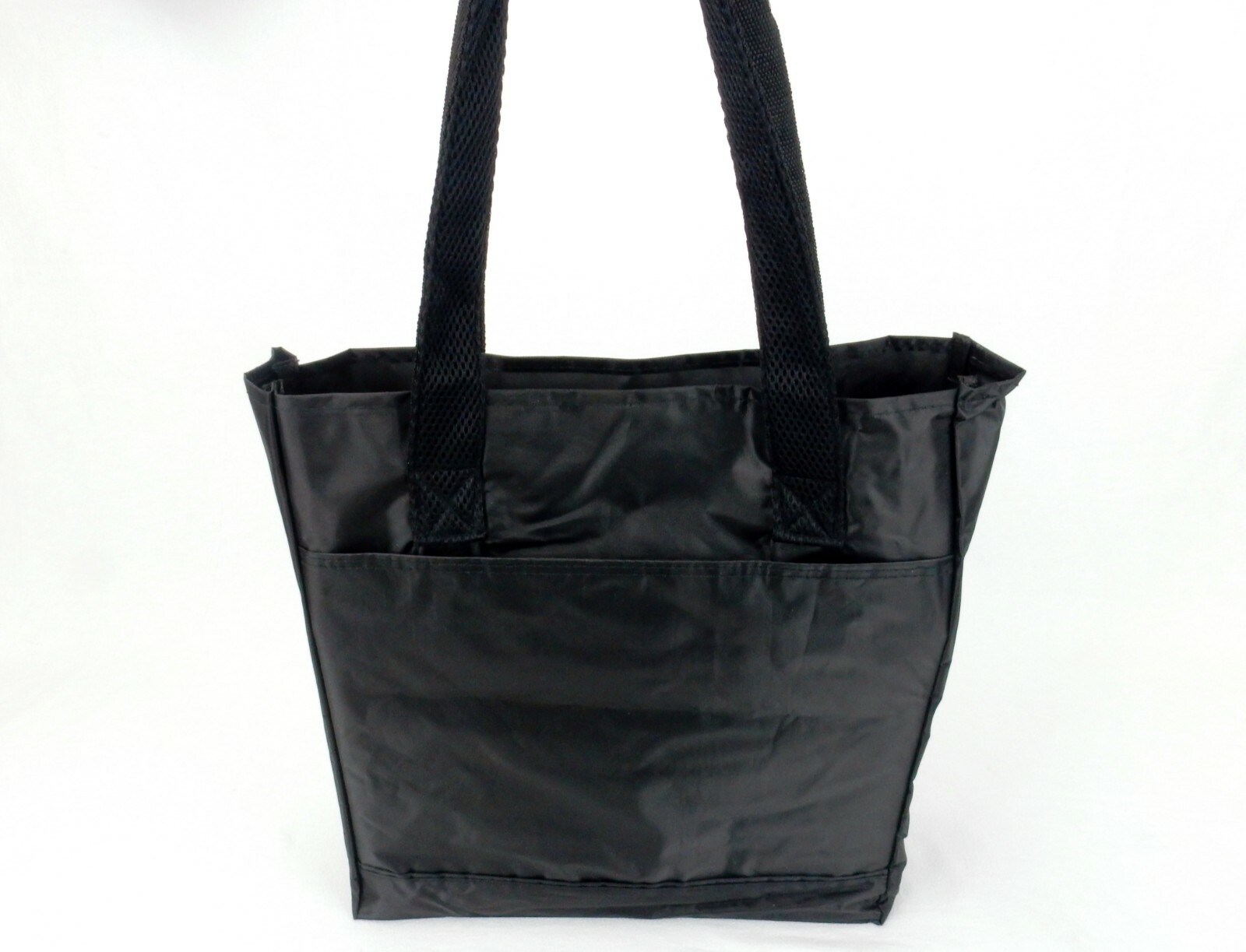 Slender Shopping Tote, Outer Pocket, Water Resistant, Black or Purple, #TB6104