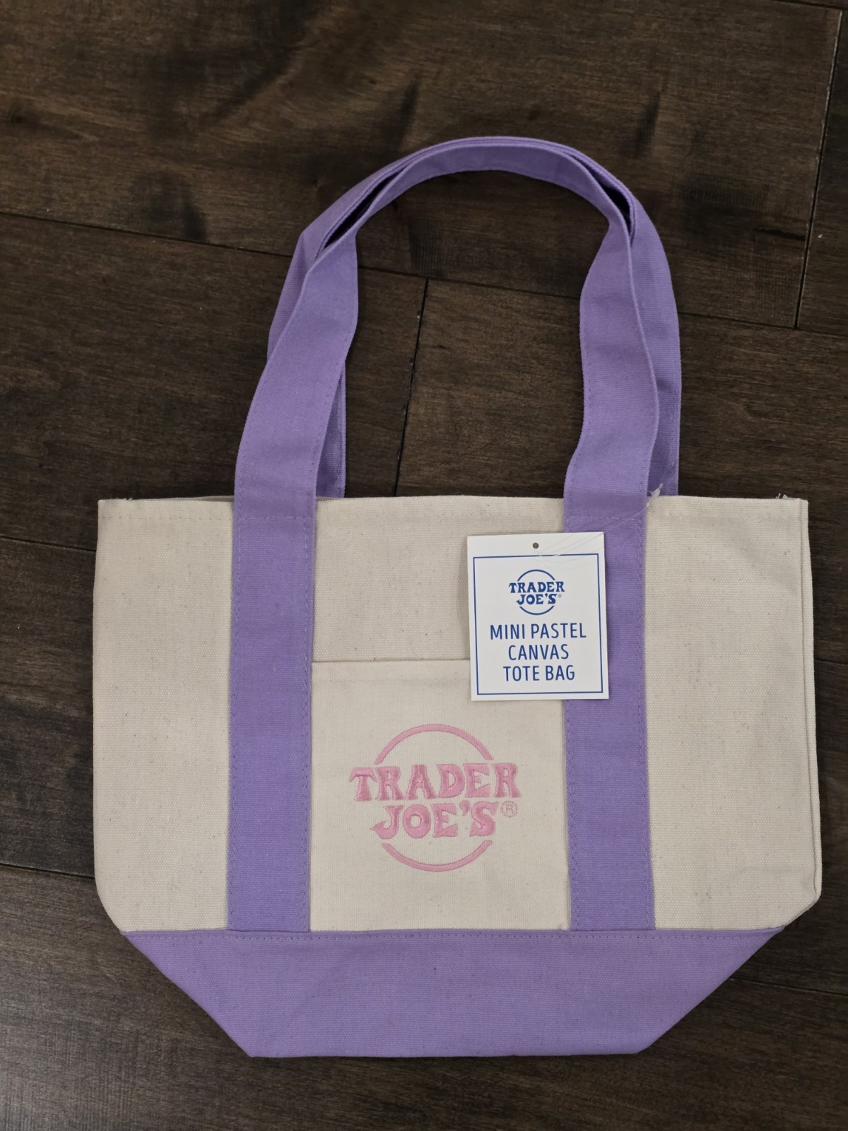 Trader Joe’s Mini Pastel Canvas Tote Bag Set Of 4 Pink Blue Green Purple NWT
