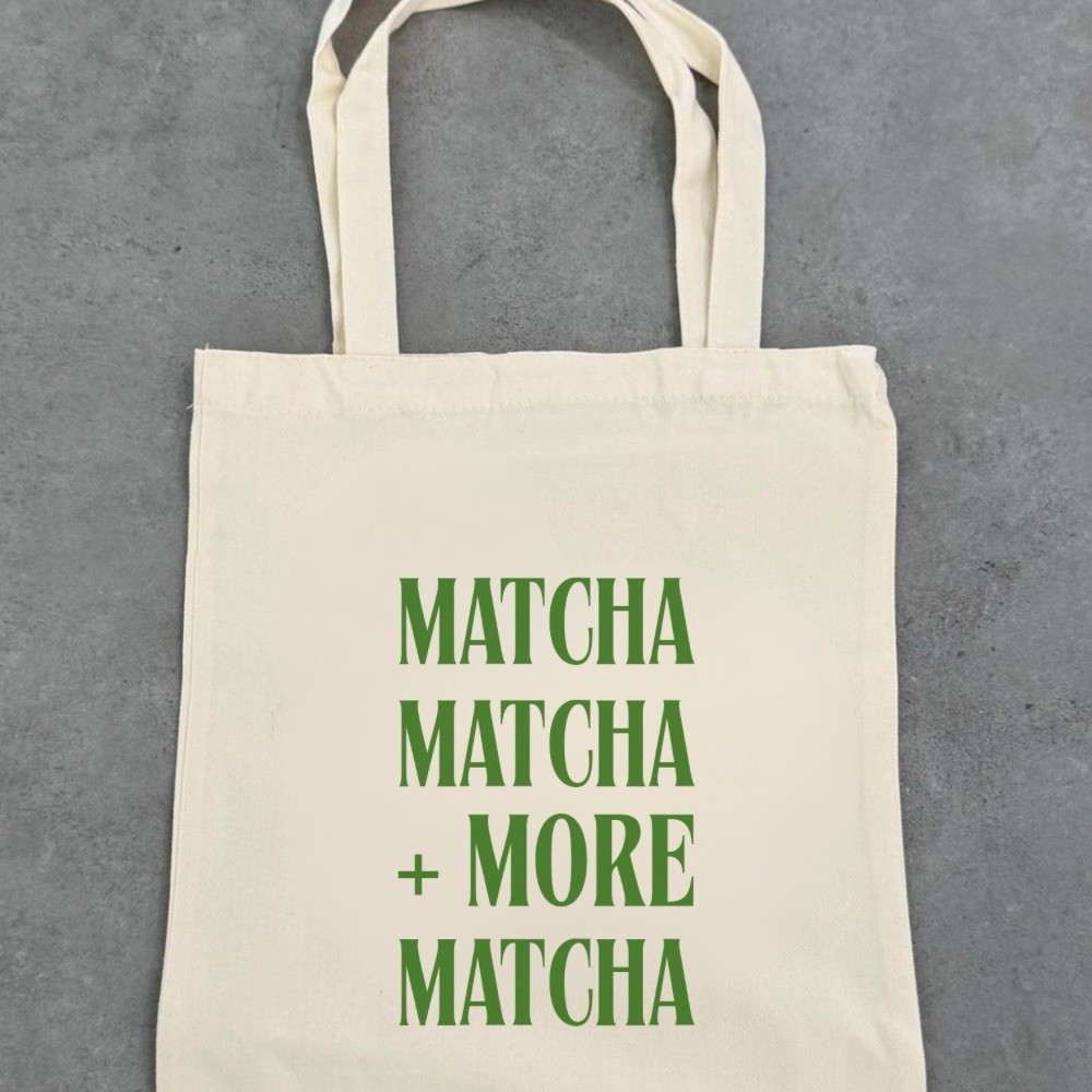 Matcha Lover Canvas Tote Bag | Minimalist Green Tea Design