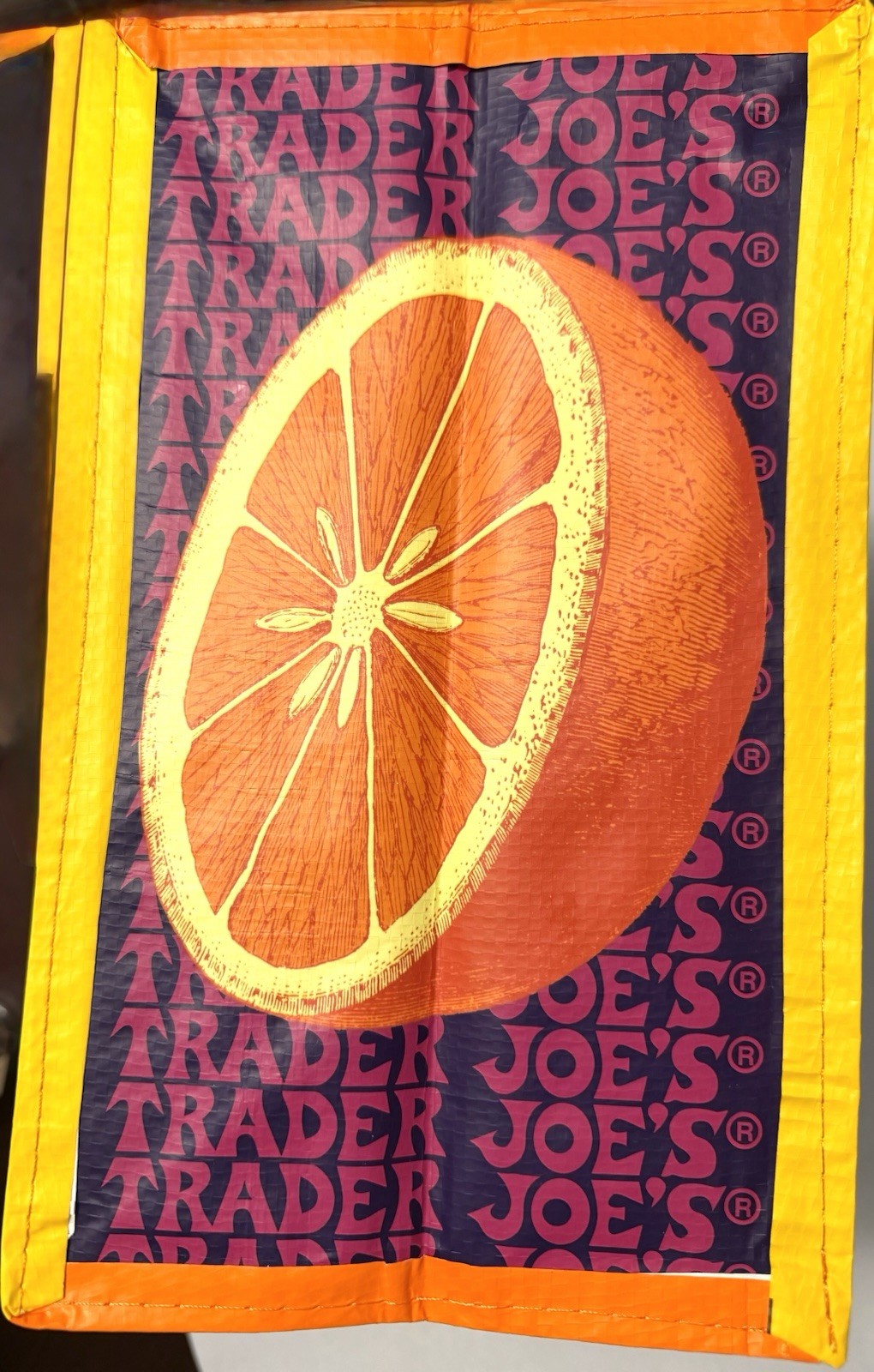 TRADER JOE’S ORANGE Mandarin CHICKEN Rooster Reusable Shopping Bag RARE NWT