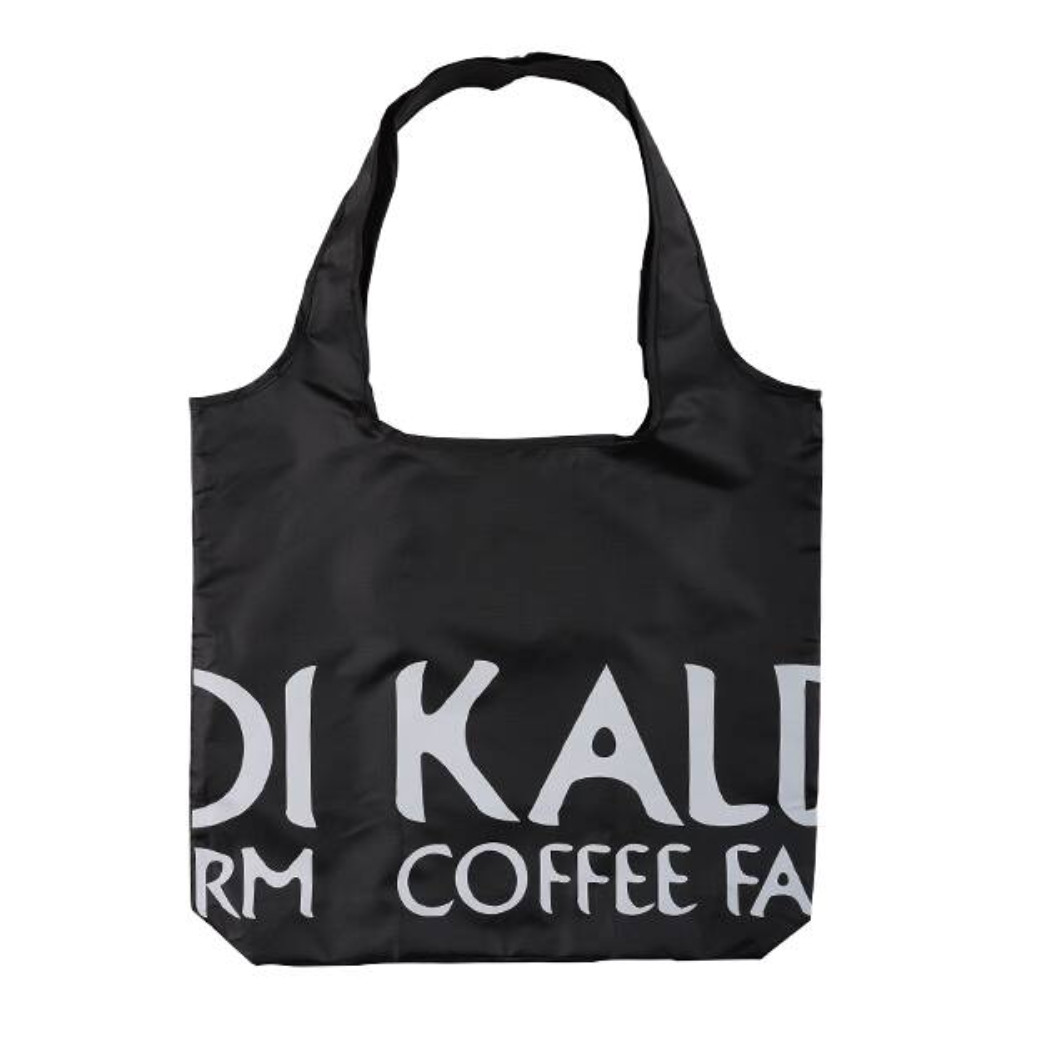 Set of 2 KALDI Eco Tote Bags Black Foldable Reusable Shopping Bags Japan New
