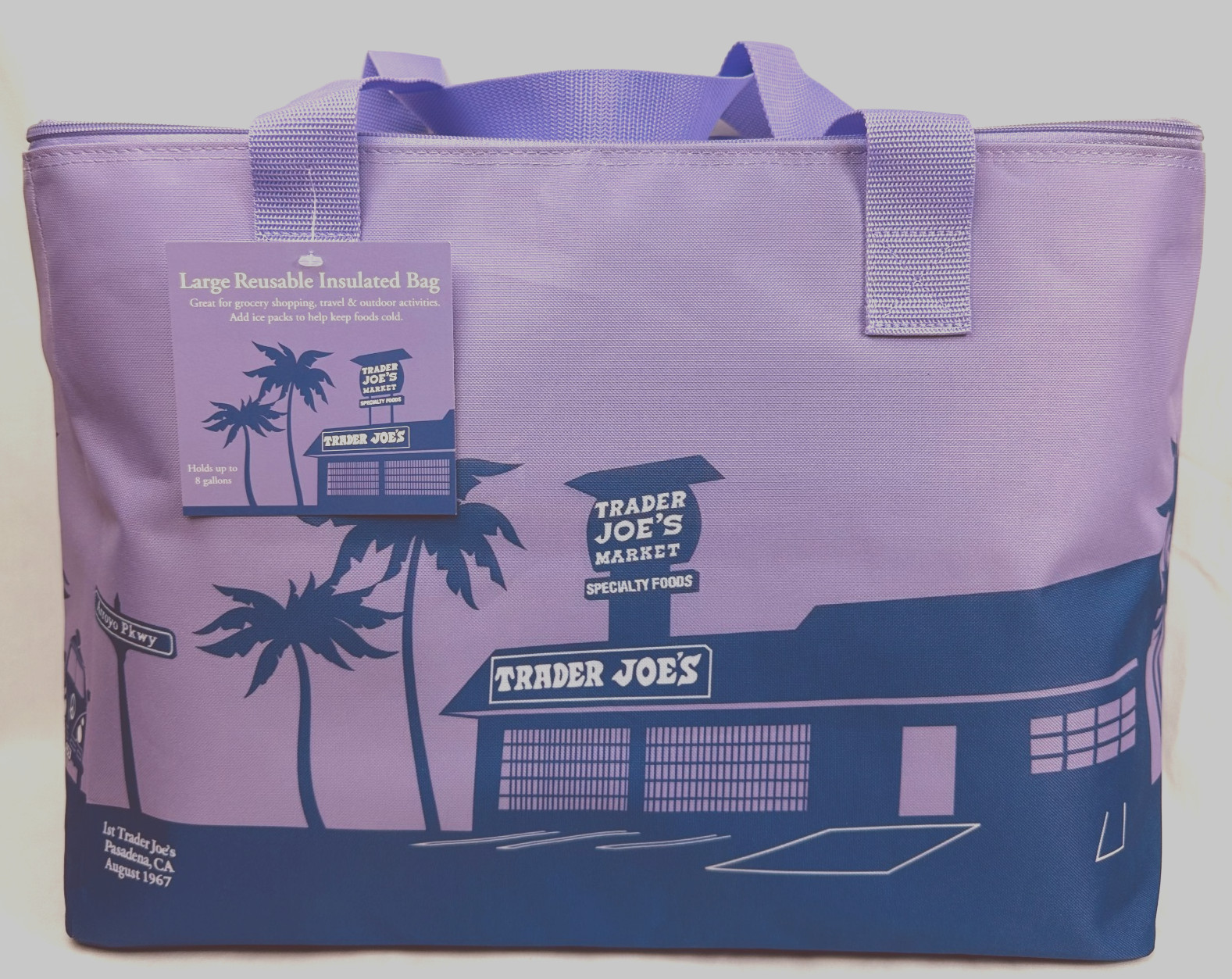 Trader Joe’s Lavender Insulated Large Tote Cooler Bag Reusable New 8 Gallon 2026