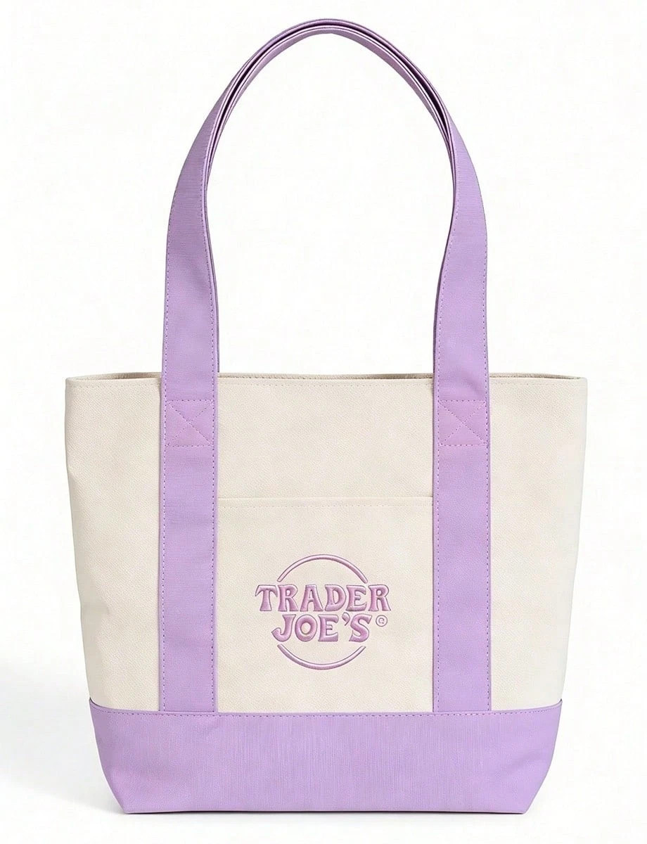 Trader Joe’s Mini Pastel Canvas Tote Bag NWT Blue Green Pink Purple | US Stock