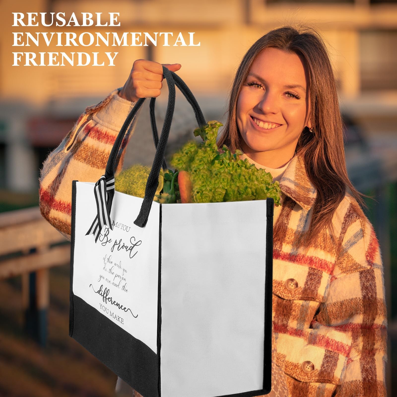 Sweetude 10 Pcs Employee Teacher Appreciation Gifts Bulk Canvas Tote Bags wit…