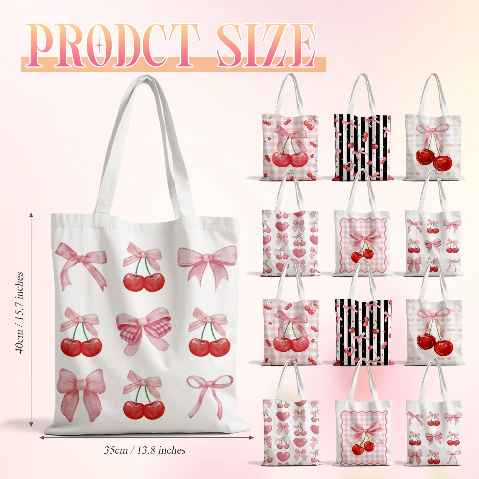 6PCS Canvas Tote Bags 15″x13″Canvas Casual Shoulder Handbag for Shopping, Goi…