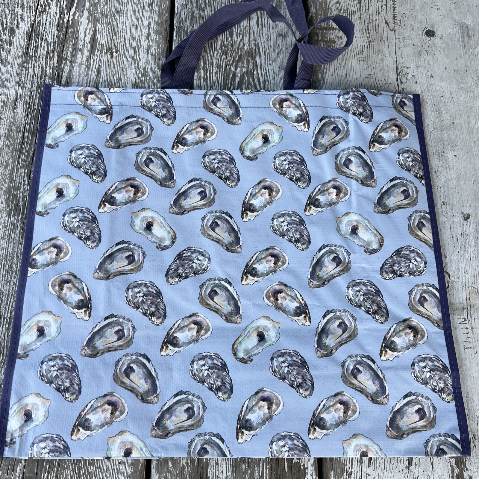 NEW Large Reusable Shopping Bag – Beautiful Design! OYSTERS 🦪 all OVER free✈️