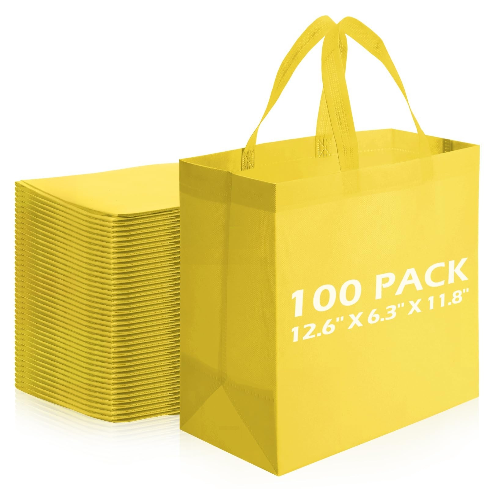 100 PCS Reusable Tote Bags – Non-Woven Grocery Shopping Bags for Events & Retail