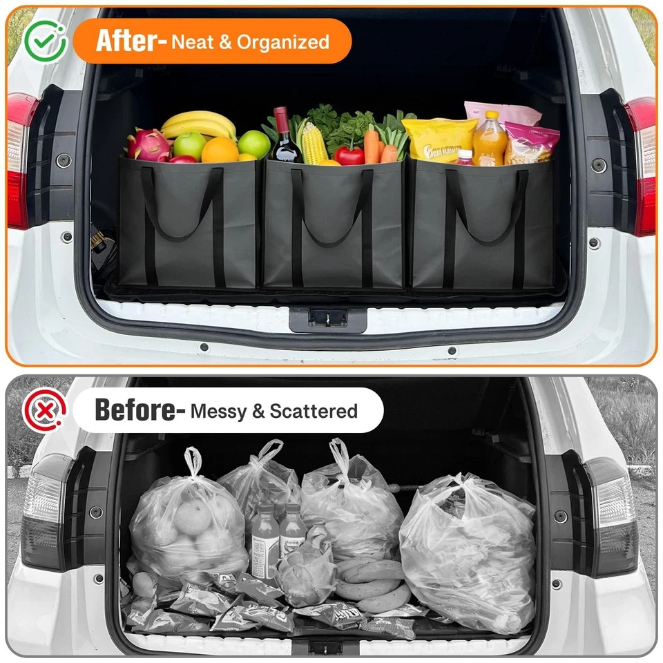3 Pack Reusable Grocery Bags Heavy Duty Foldable Canvas Tote Large Shopping Ba