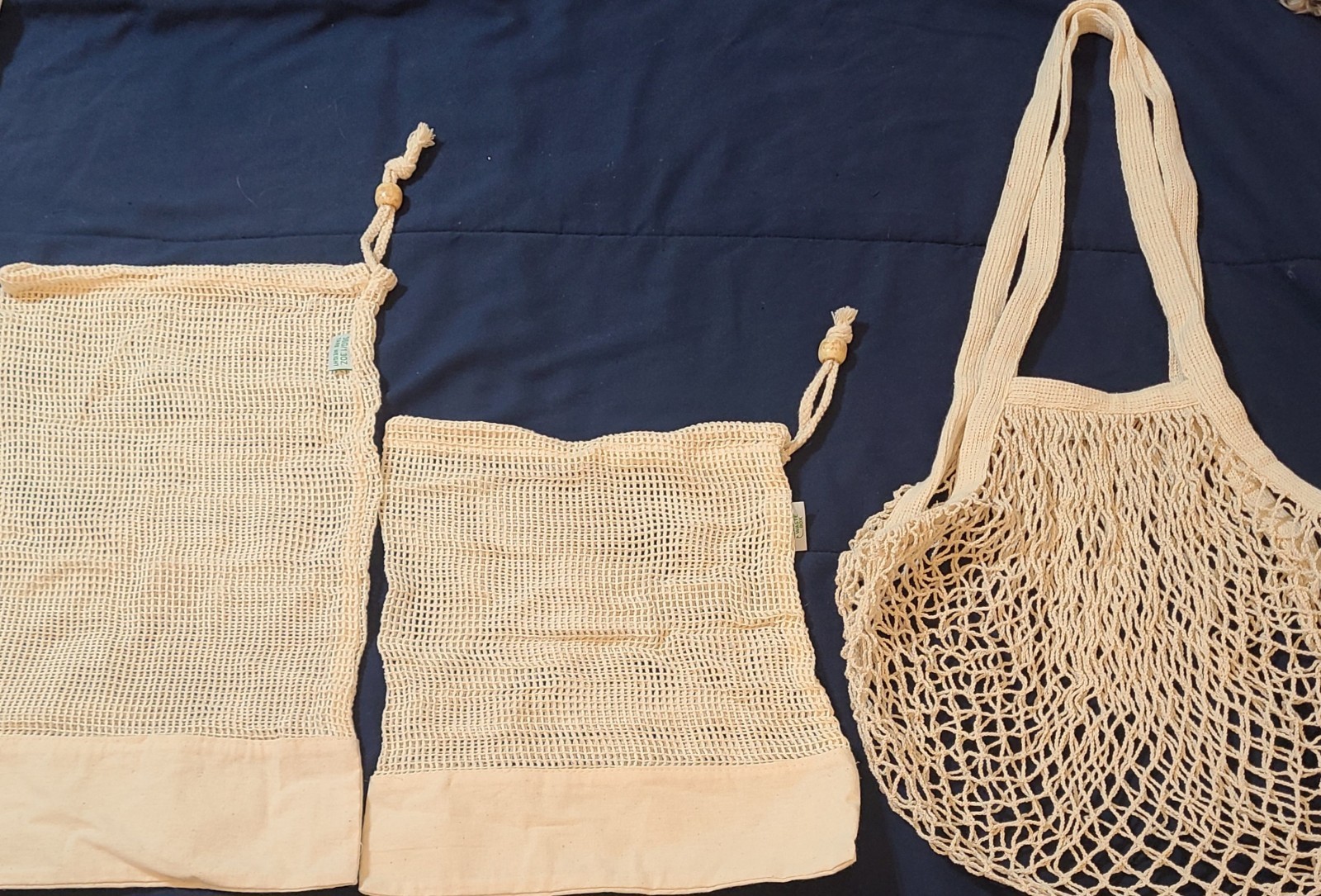 3pk Zero Waste Net Bags Jute Bag Farmers French Market Produce Reusable Pouches