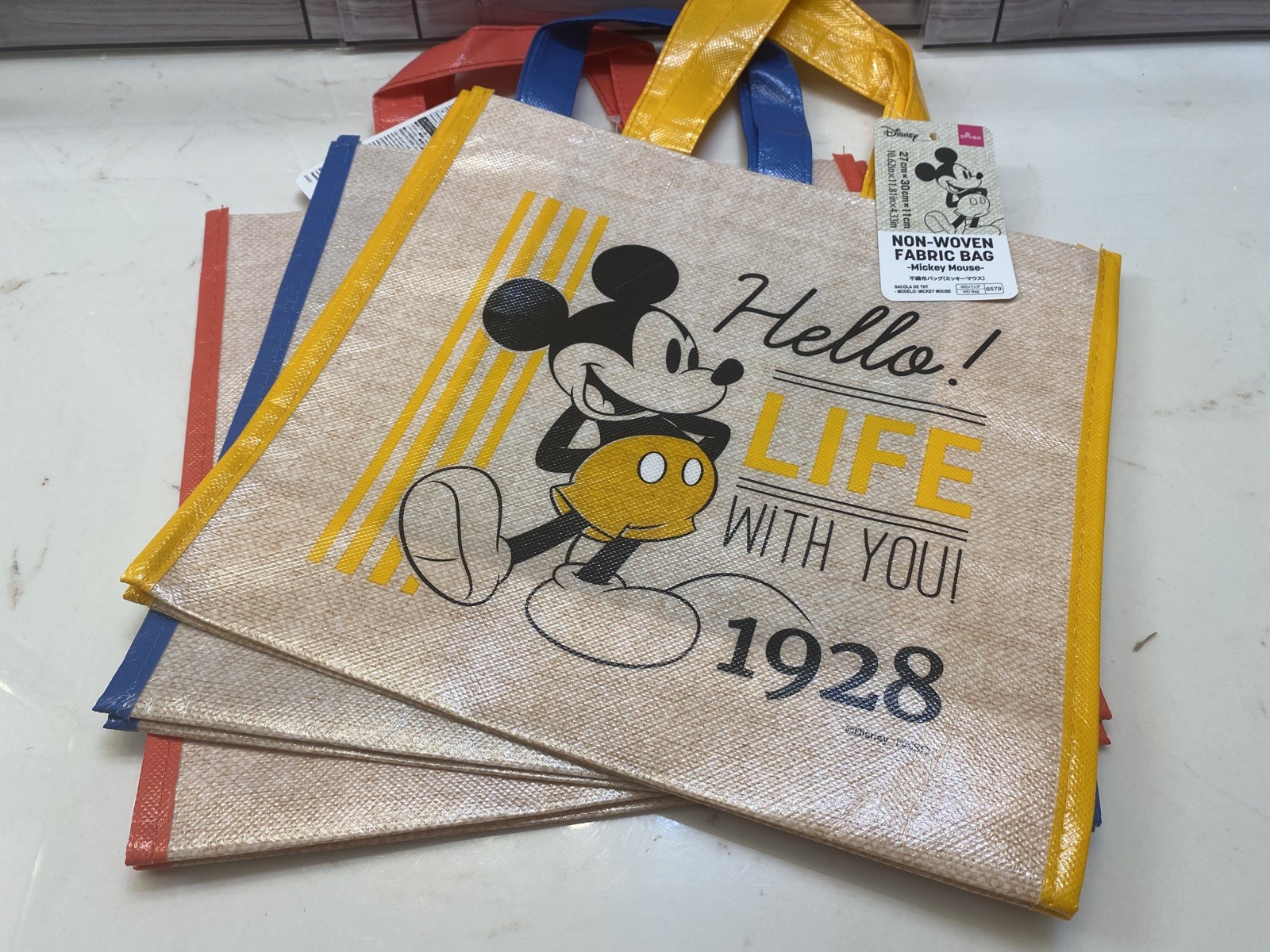 DisneyxDaiso ❤️(3) Mickey Mouse Non woven Fabric Tote Bag NWT