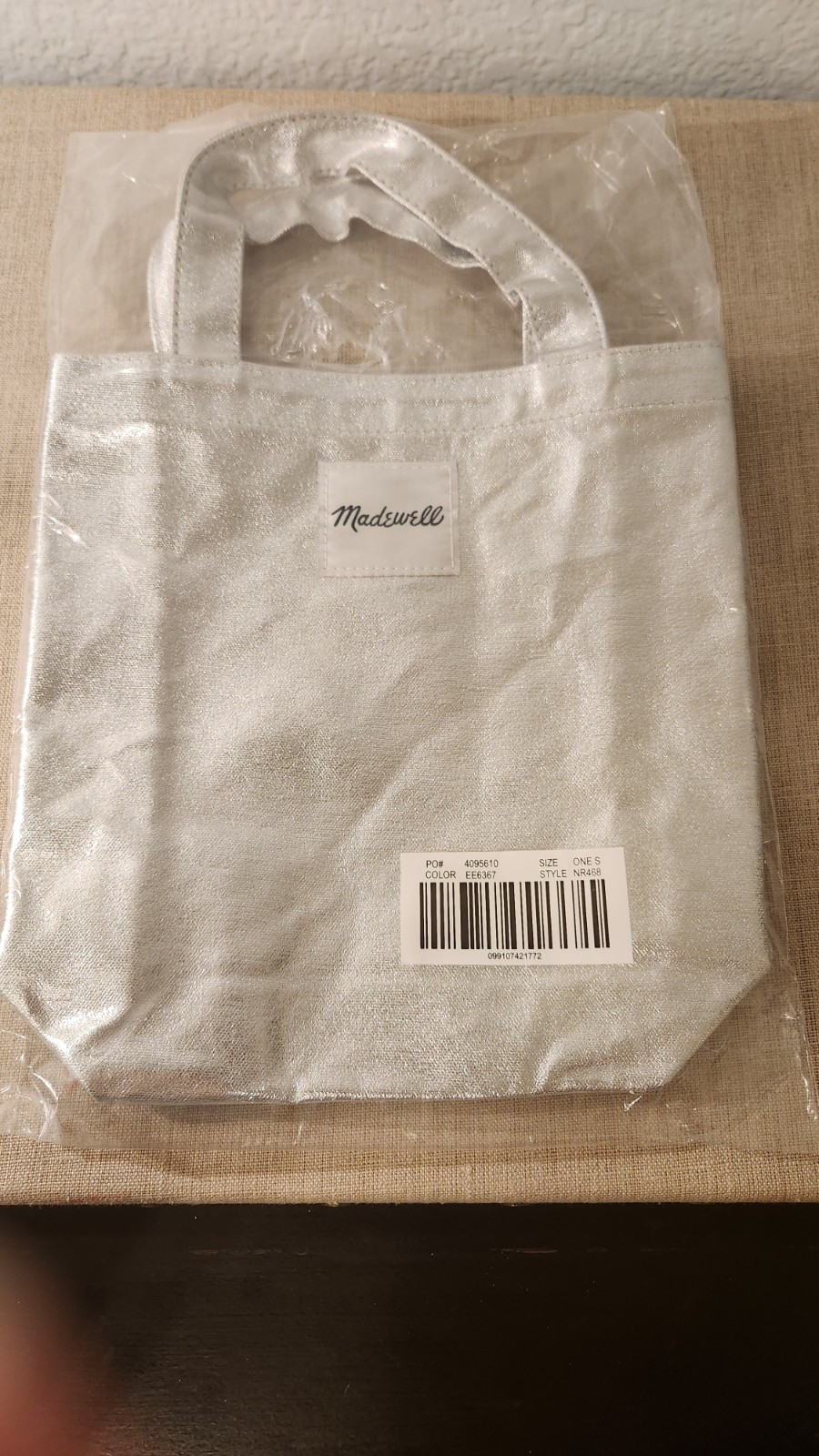 NWT NIP MADEWELL Mini Tote Bag Silver GWP 10″x9.5″