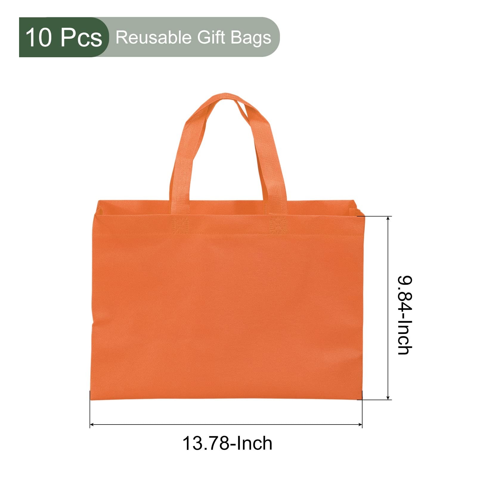 10 PCS Reusable Gift Bags DIY Blank NonWoven Tote Craft 25x35cm Orange