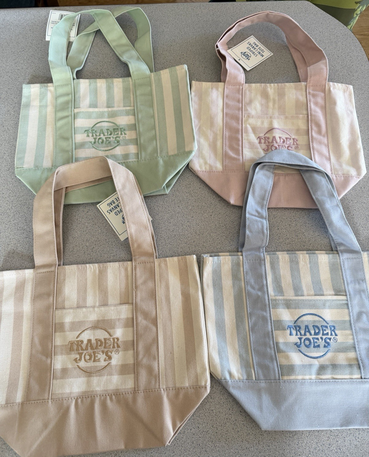 New Trader Joe’s Limited Edition Mini Canvas Tote Bag 2026 Summer Striped All 4