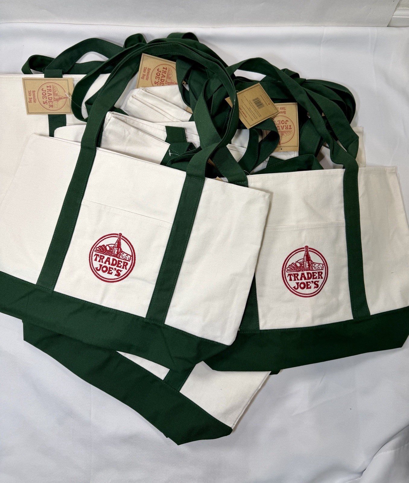 Trader Joe’s Large Tote Bag (Green) Embroided FREE-SHIPPING