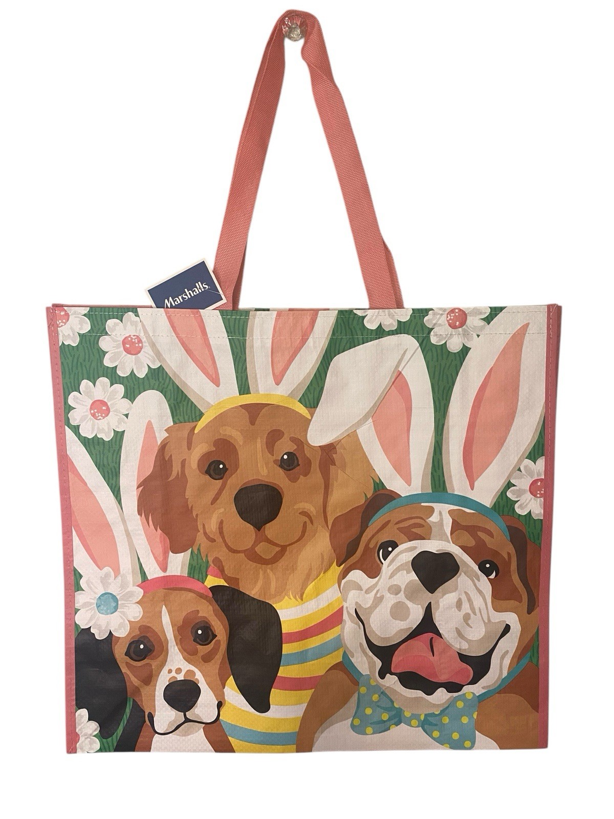 Marshall’s Easter Puppy Dogs w/ Bunny Ears Reusable Shopping Gift Tote Bag Large