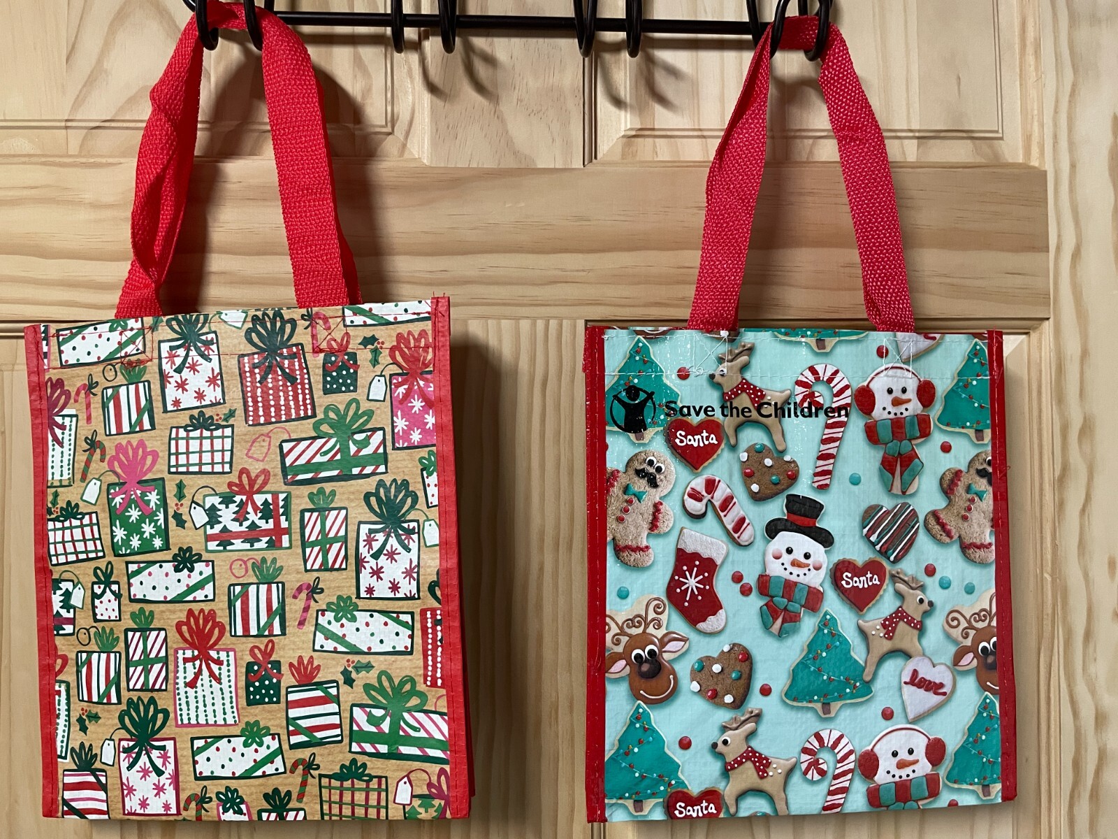 2pk~Christmas Holiday shopping reusable bag