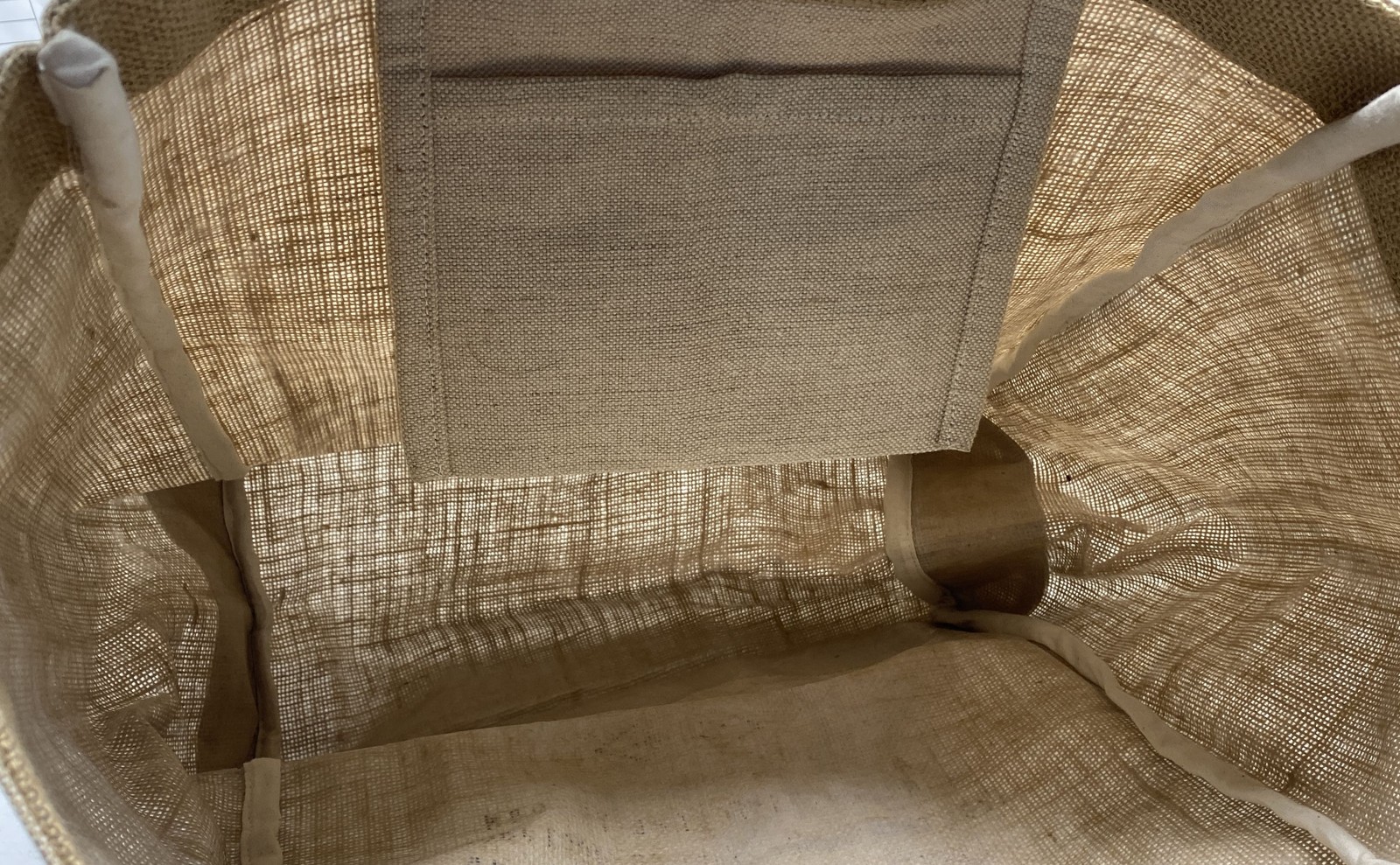 Apolis Tan Montauk New York USA Jute Market Bag Tote Leather Handles