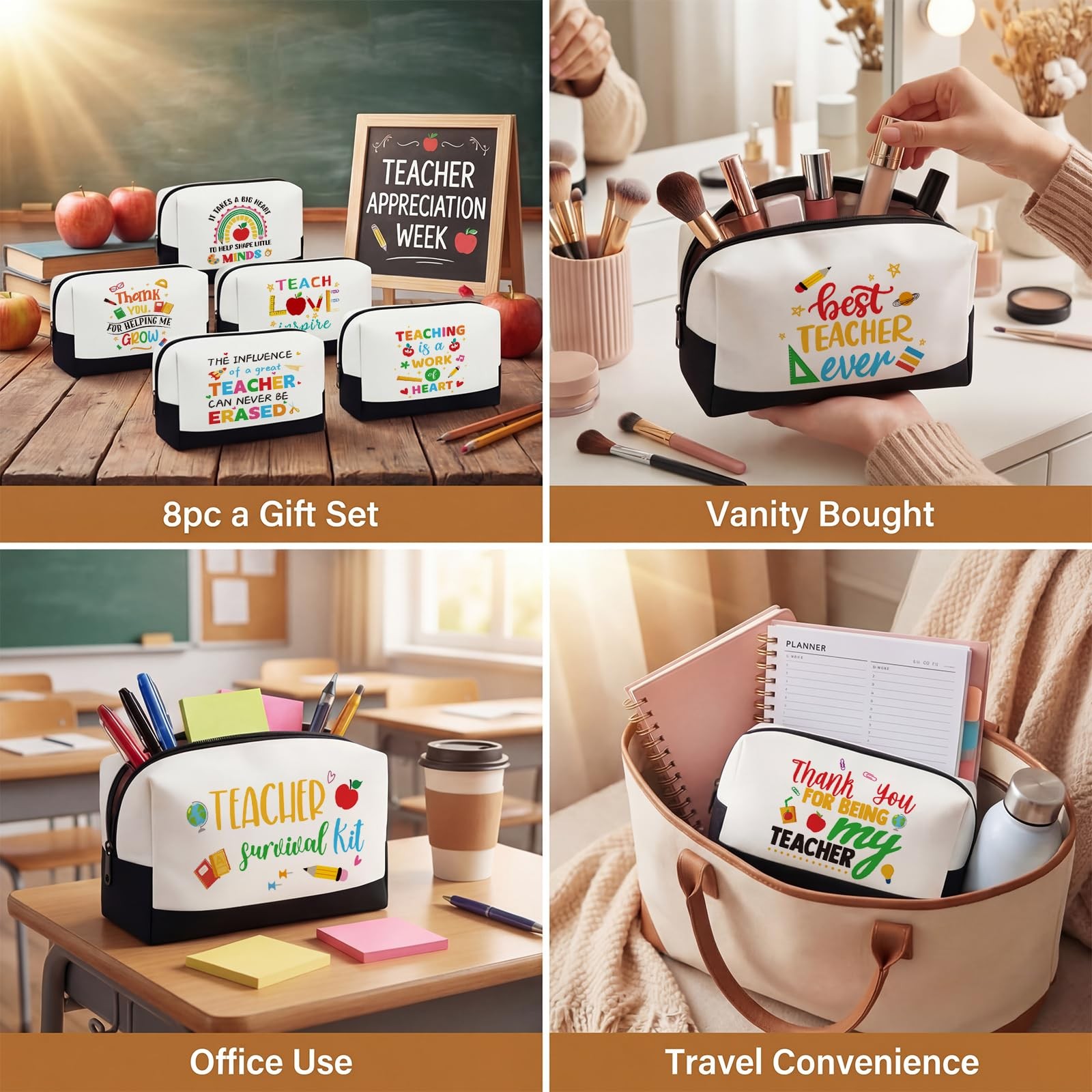 Kacctyen 8 pcs Teacher Appreciation Gift 7.5 x 4.7 x 3 inches, multicolor