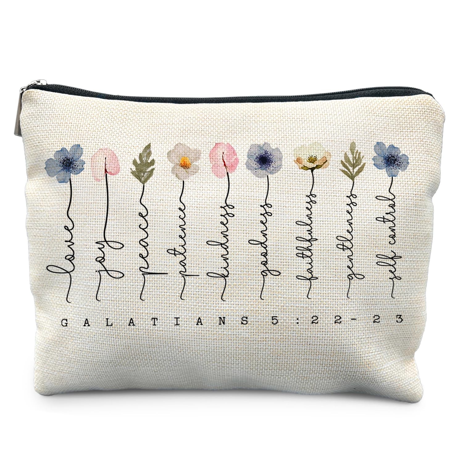 Likjad Christian Gifts Makeup Bag, Floral 10 x 7.5 inches, BIGONE001