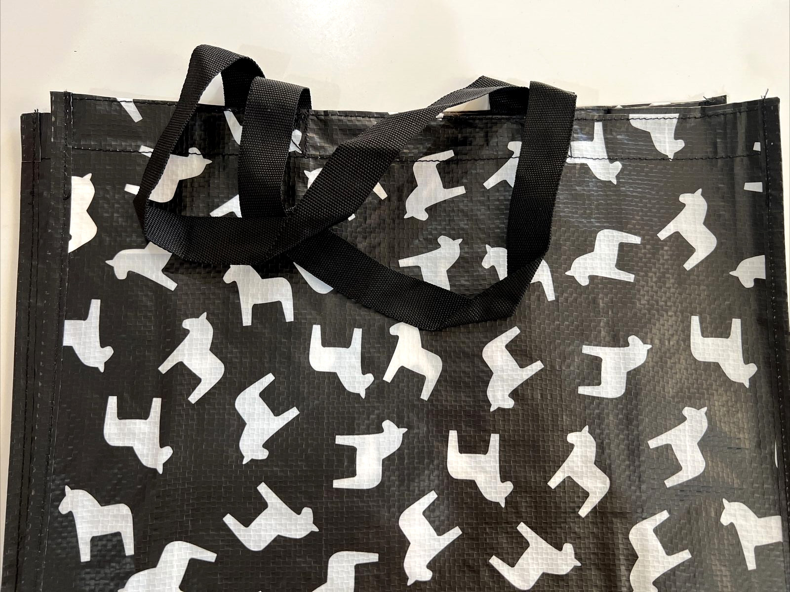 Ikea Hasthage Shopping Bag, Dala Horse Black White 15x6x16 ½ “, NEW