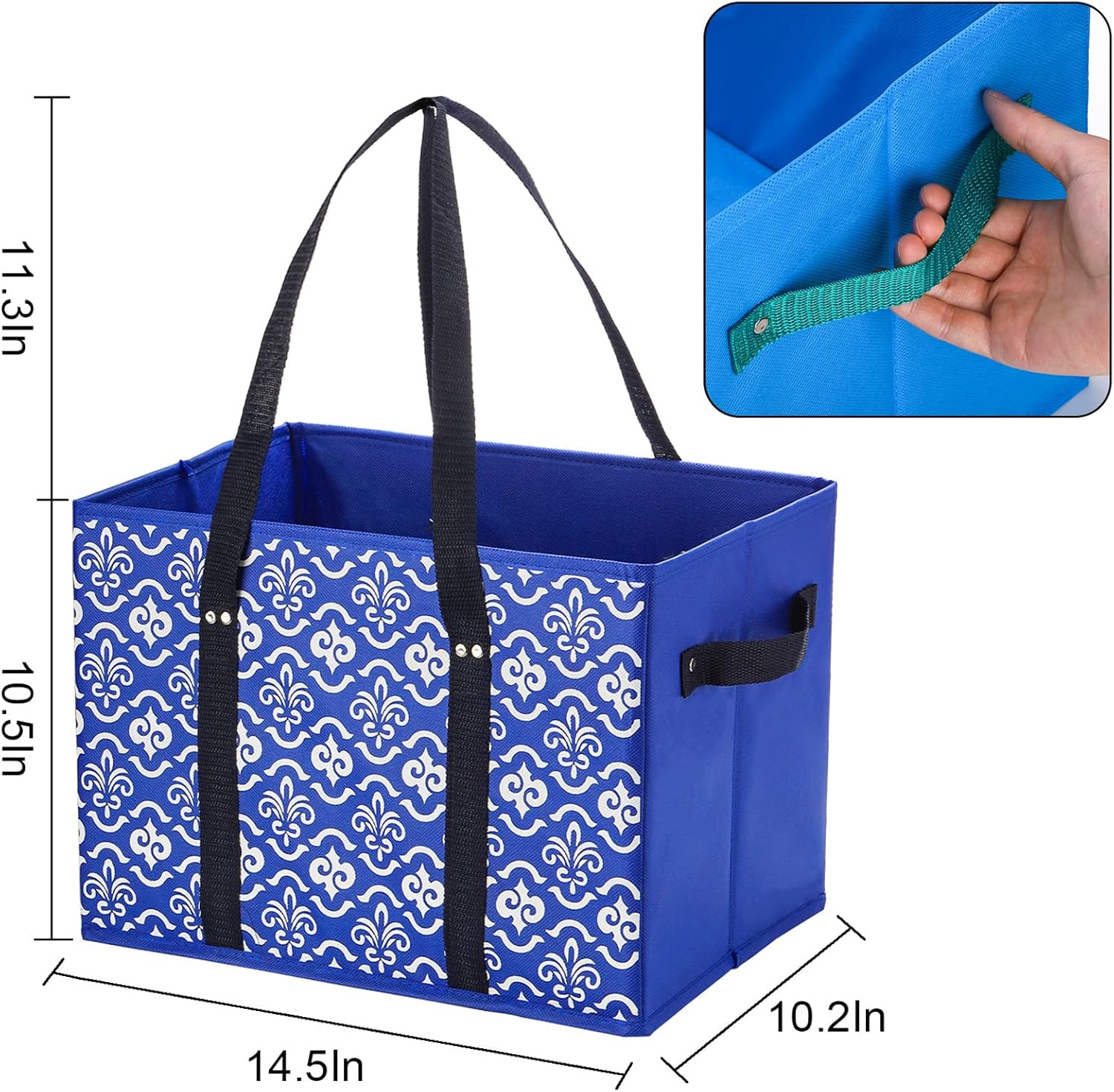 4 Pack Reusable Grocery Bags, Large Shopping Box Tote, Foldable Washable