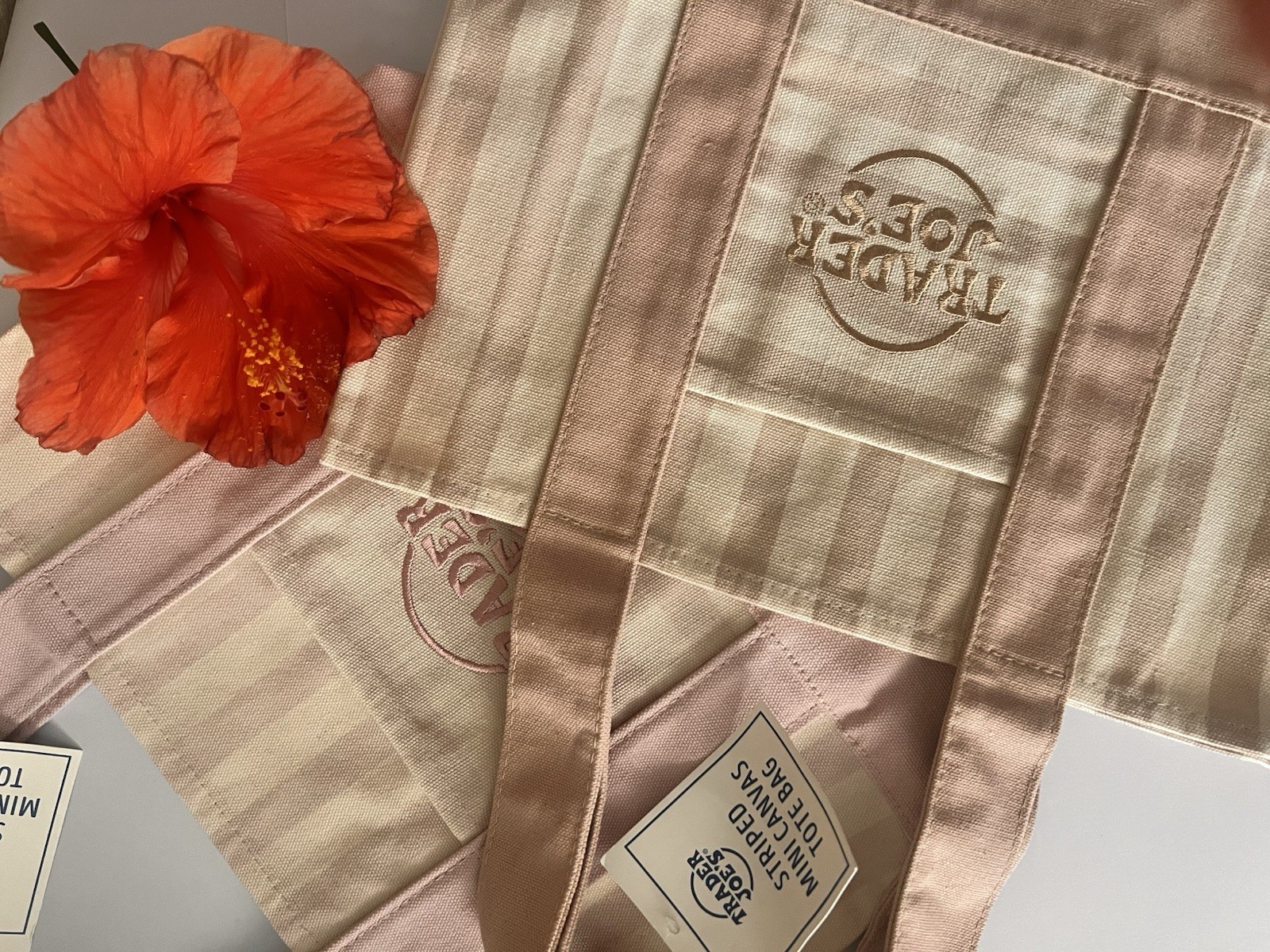 Trader Joe’s Mini Pastel Canvas Tote Bag Multicolor Striped 13x10x6 in ($15 ea.)