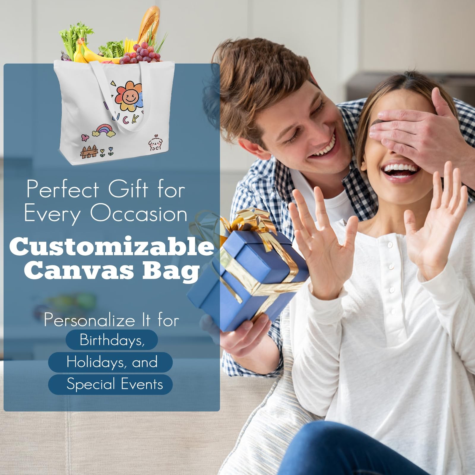 5 Pack Sublimation Tote Bags with Zipper, 12oz Heavy Duty 100% Polyester Blan…