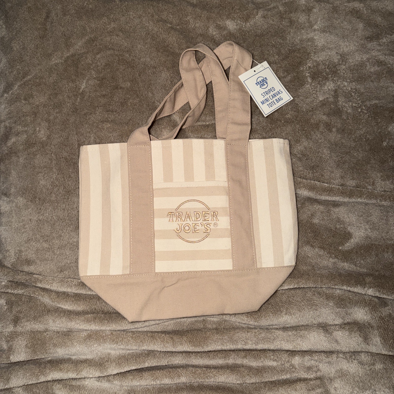Trader Joe’s Mini Pastel Stripe Canvas Tote Bag Limited Edition Set Of 4