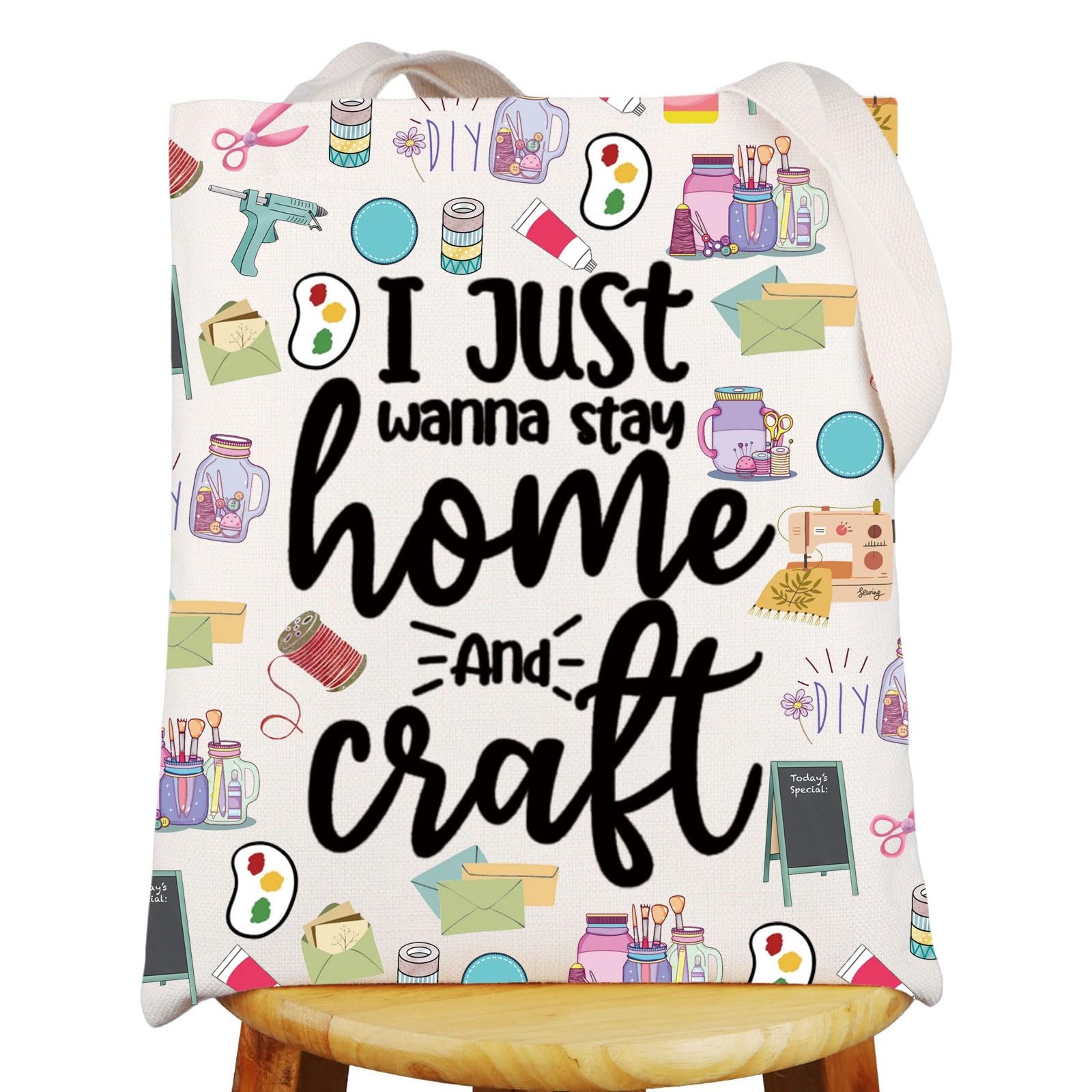Crafting Tote Bag Crafter Gifts I Just Wanna Stay Home And Craft Gifts Crafti…