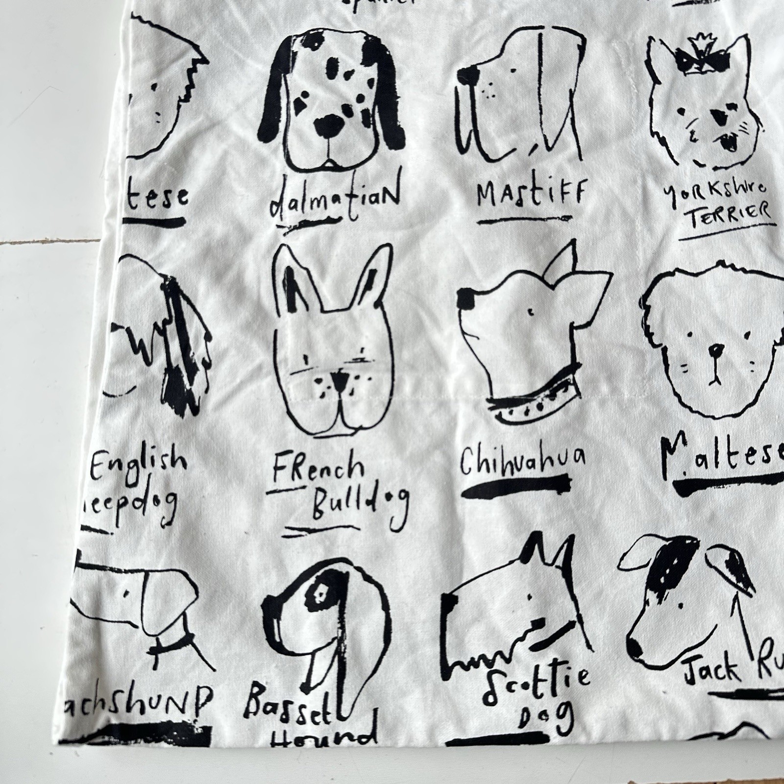 World Market Dog Canvas Tote Dog ￼Breeds Beige And Black