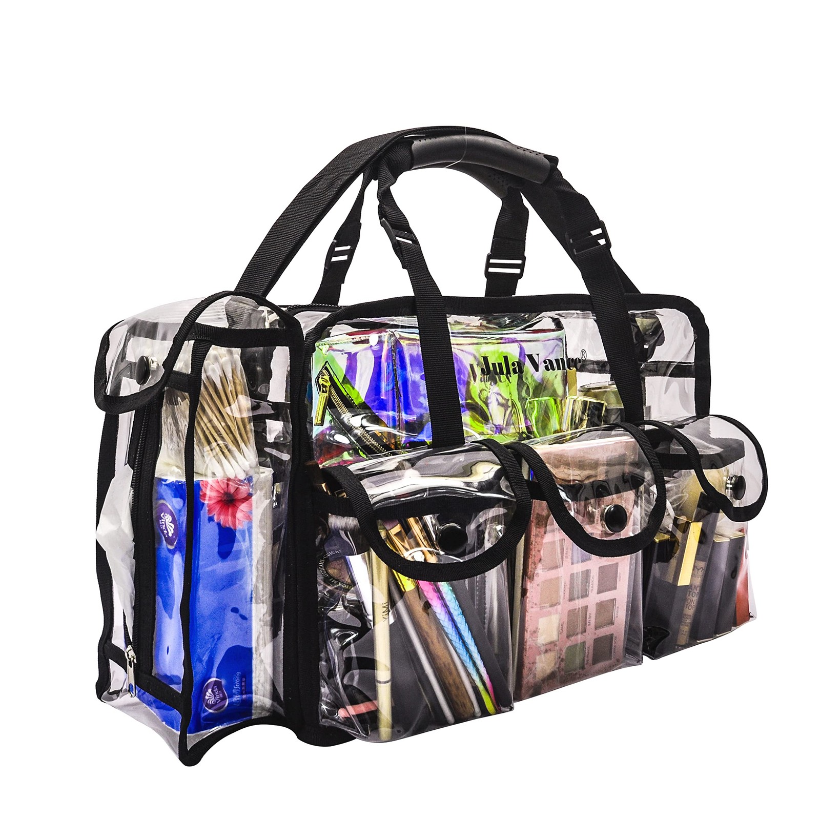 Jula Vance Large Clear Makeup Bag – Professional 16*10*7 inches, Black
