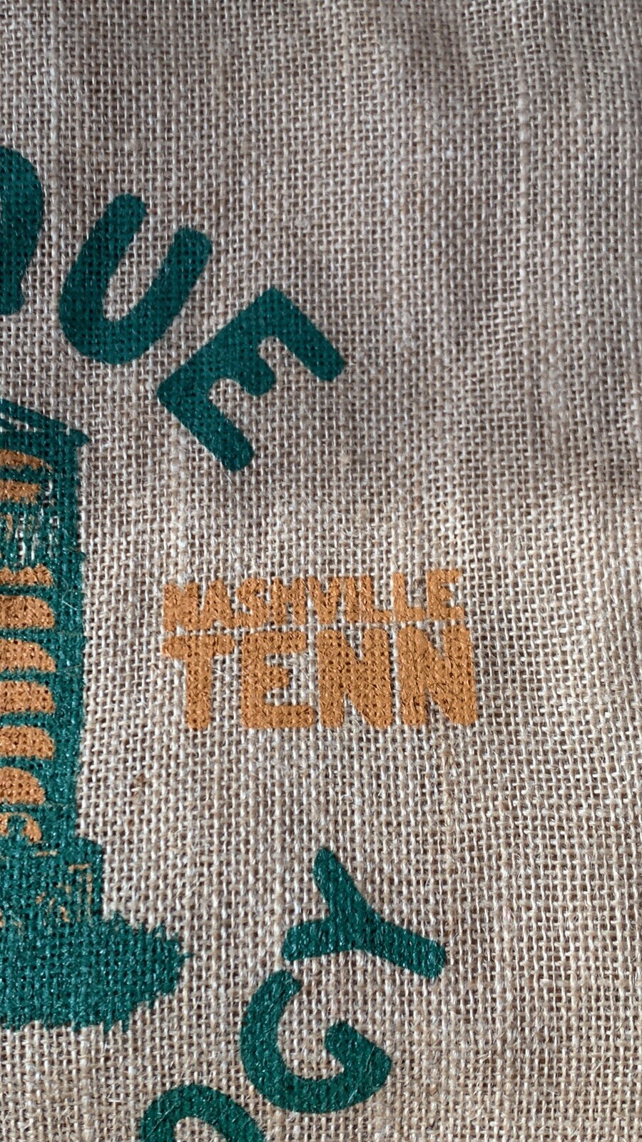 Antique Archaeology Burlap Bag Nashville TN Store Screen Printed Gusset Bot
