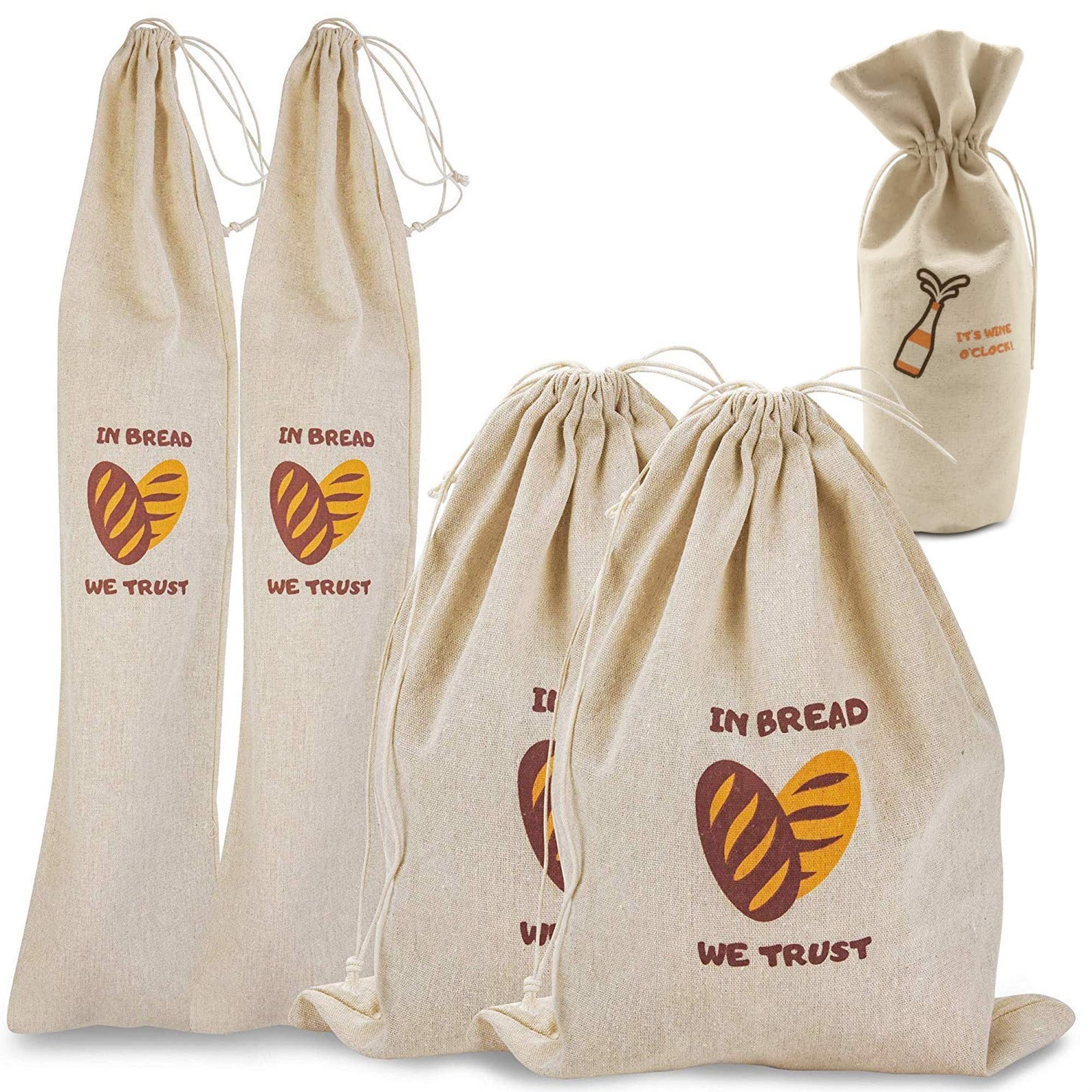Big Loaves Baguette Bags – 11×15 inch & 28×6 inch, Natural Linen Bread with…