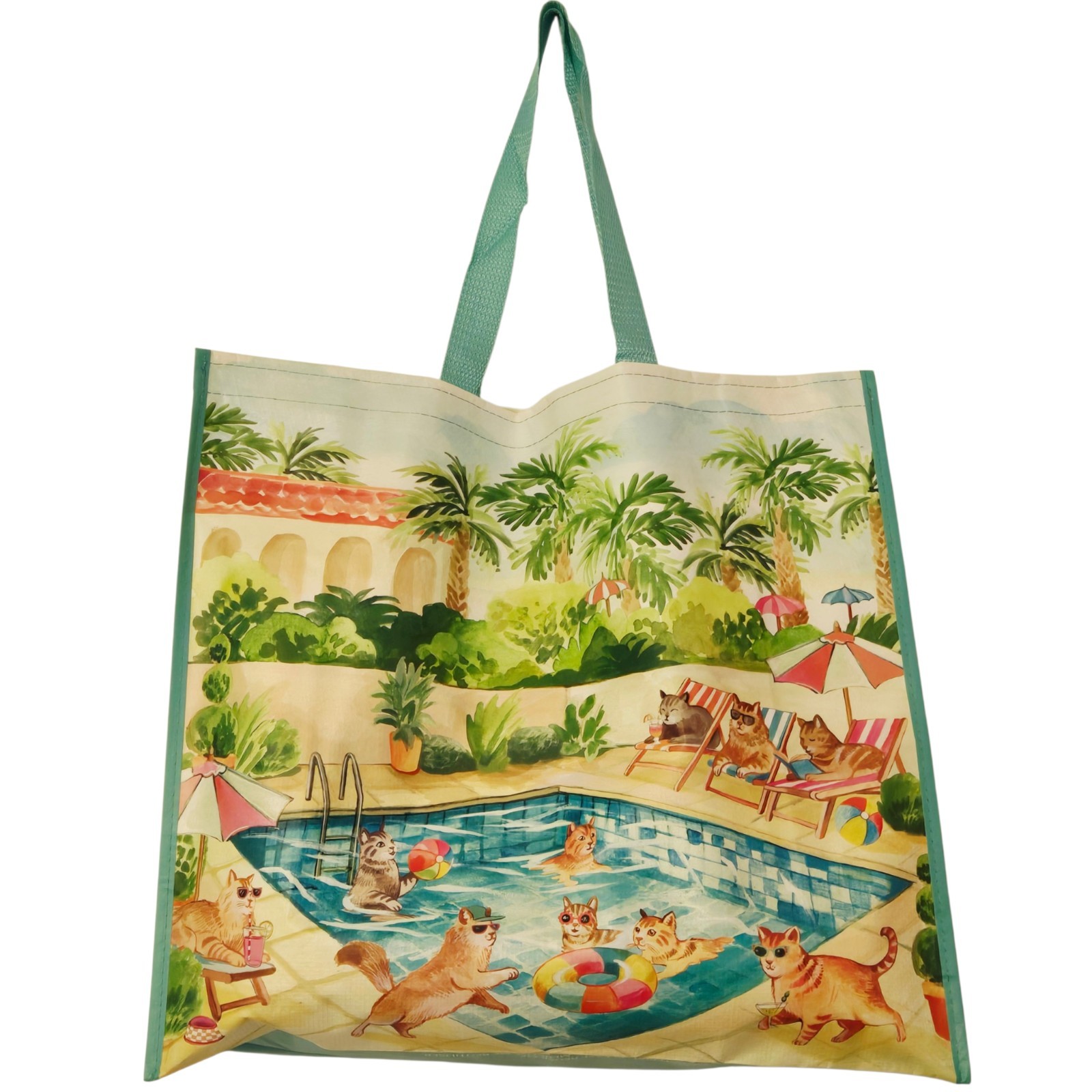 Cats Cat Playing Swimming Pool Lounging Tropical Drinks Bag Shopping TJMaxx