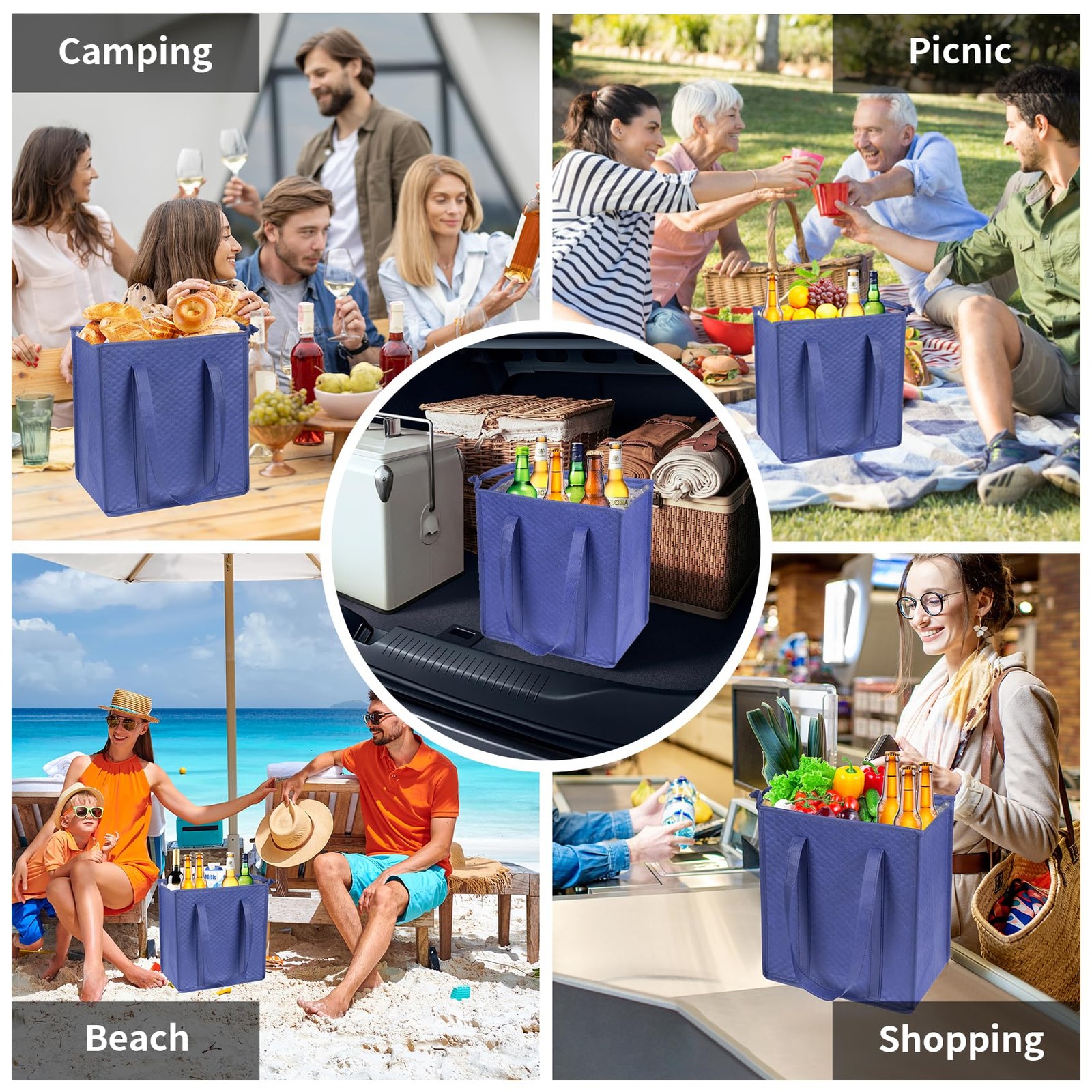 YZiCHENQQ 10pcs Insulated Grocery Bags with Zippered Top for Frozen Food Shop…