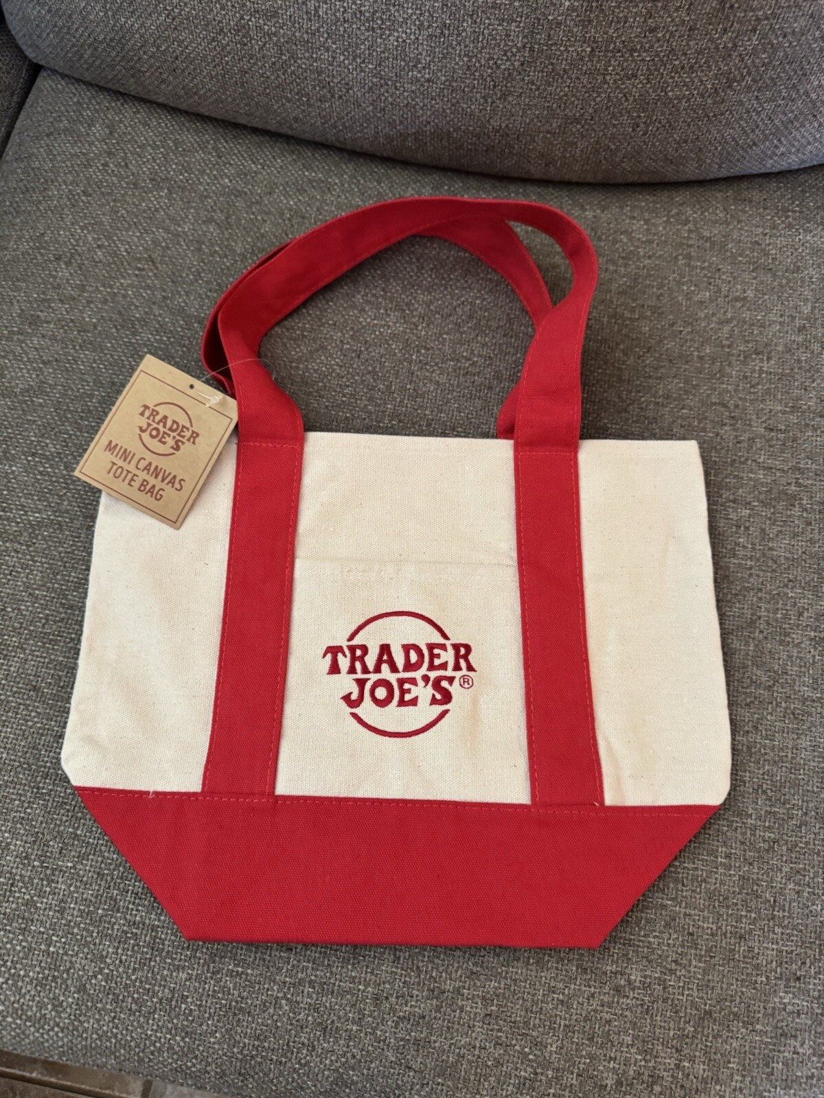 Trader Joe’s Nwt Limited Edition Embroidered Mini Canvas Tote Bag 2024 ￼