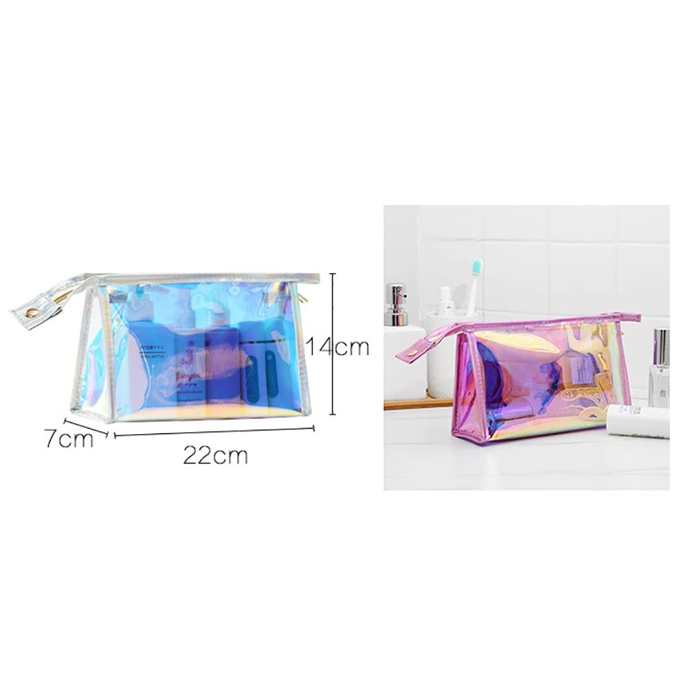 ccHuDE Laser PVC Cosmetic Bag Holographic Iridescent 22 x 7 x 14cm, Pink