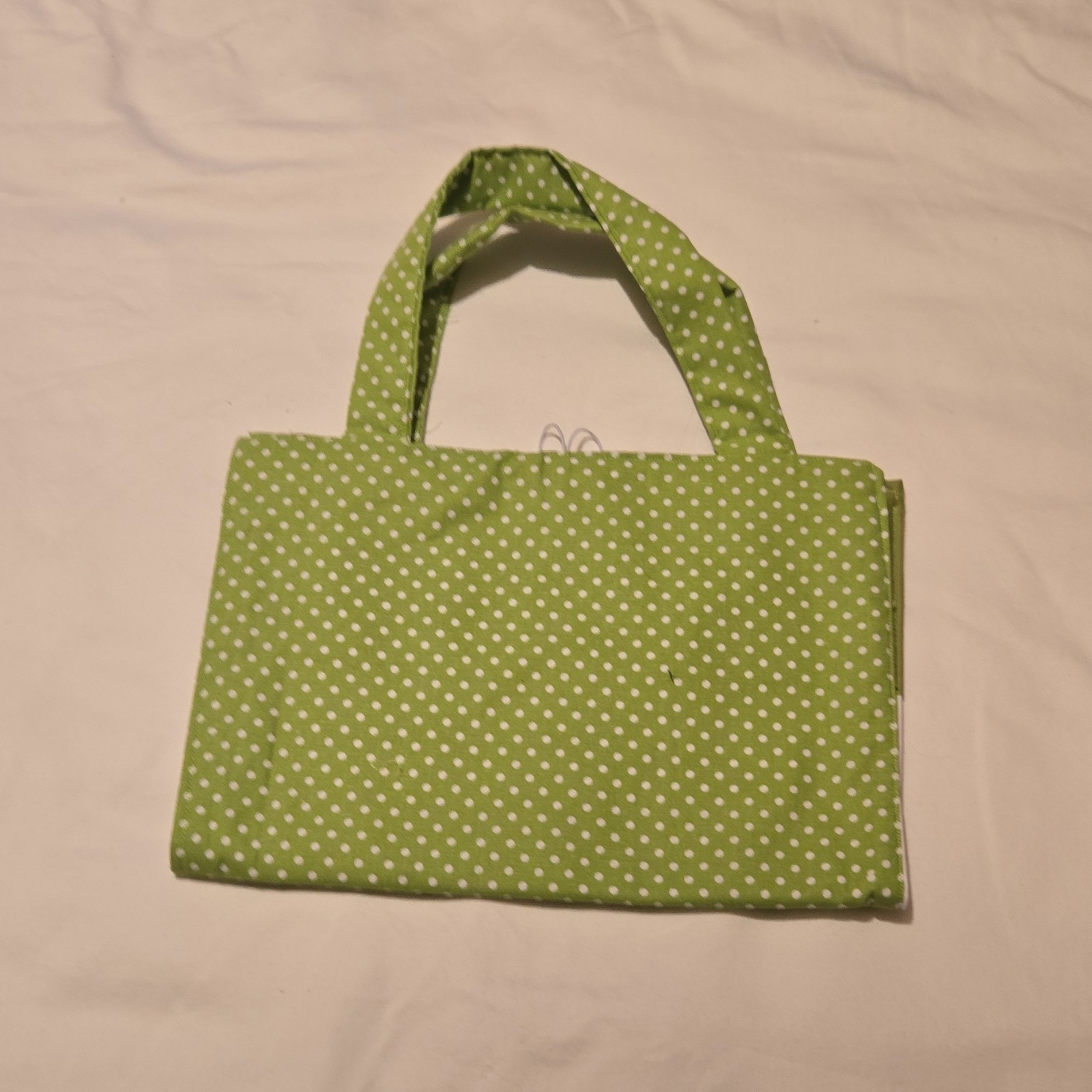 Fabric Foldable Green Polka Dot Reusable Bible cover.