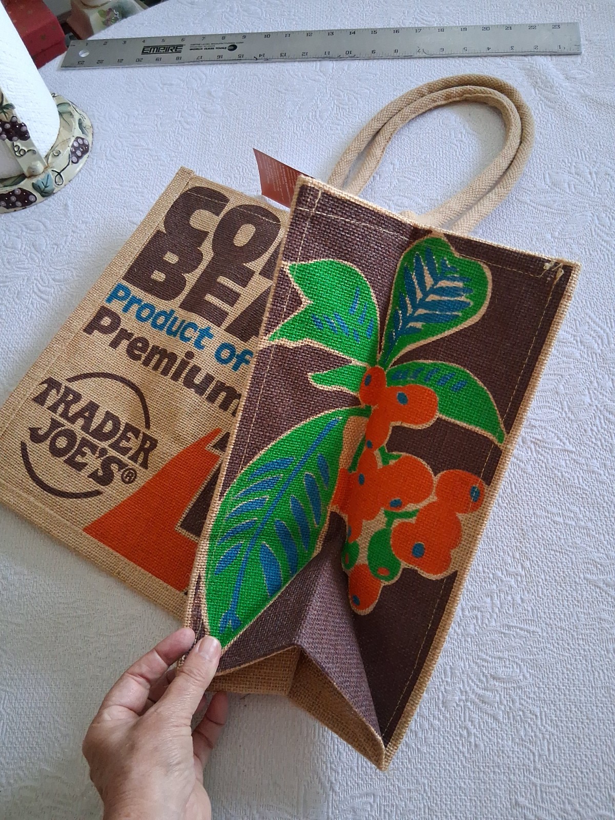 Trader Joe’s Large tote bag. 17x 14 Burlap, New with tags.