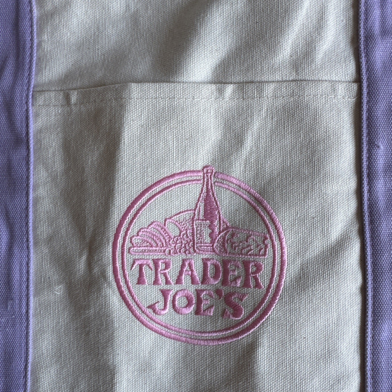 2026 Trader Joe’s Large Pastel Canvas Reusable Tote Bag Lavender FREE SHIP! NEW