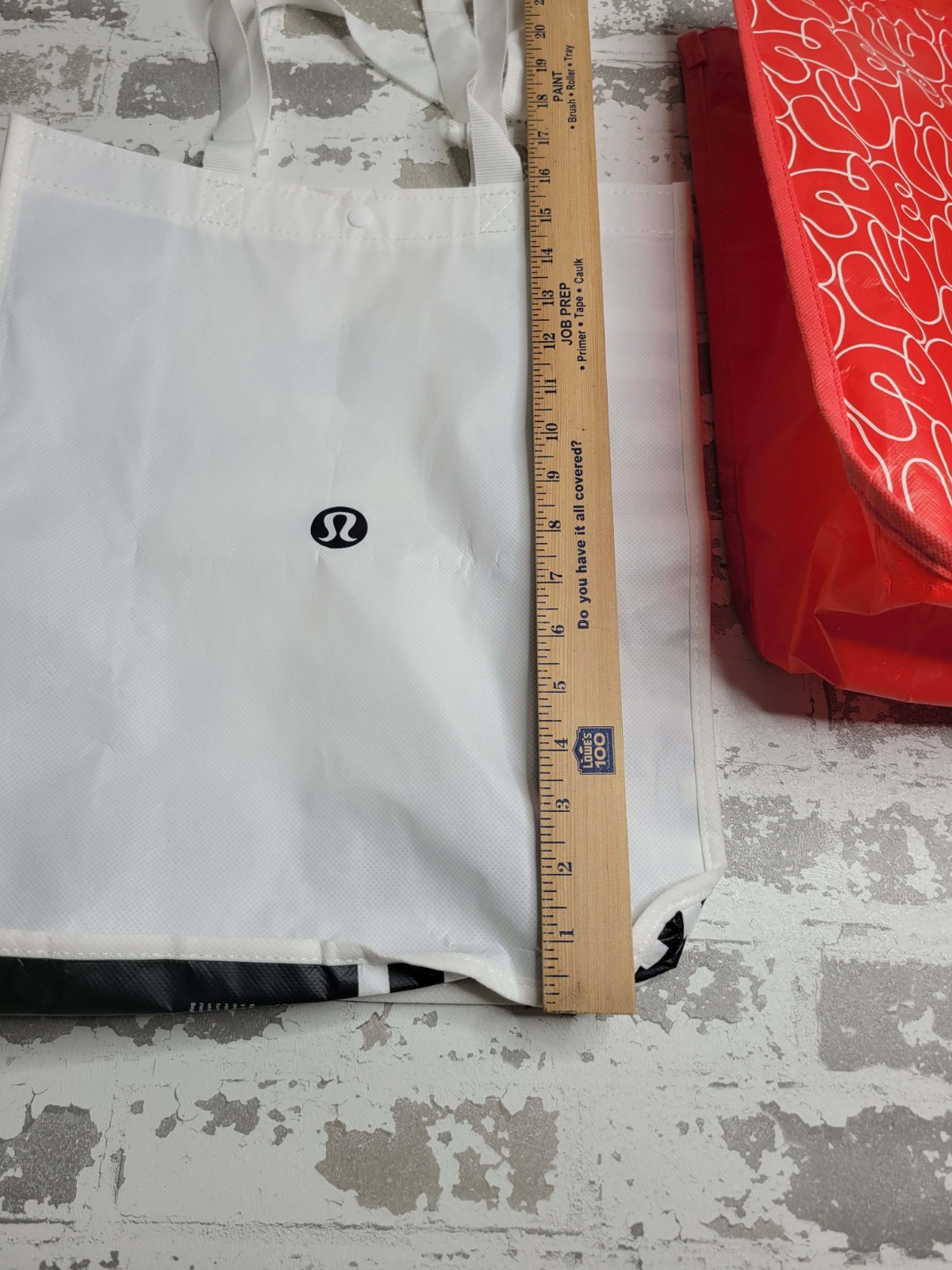 Lululemon Large Reusable Bags Set of 2 White and Red