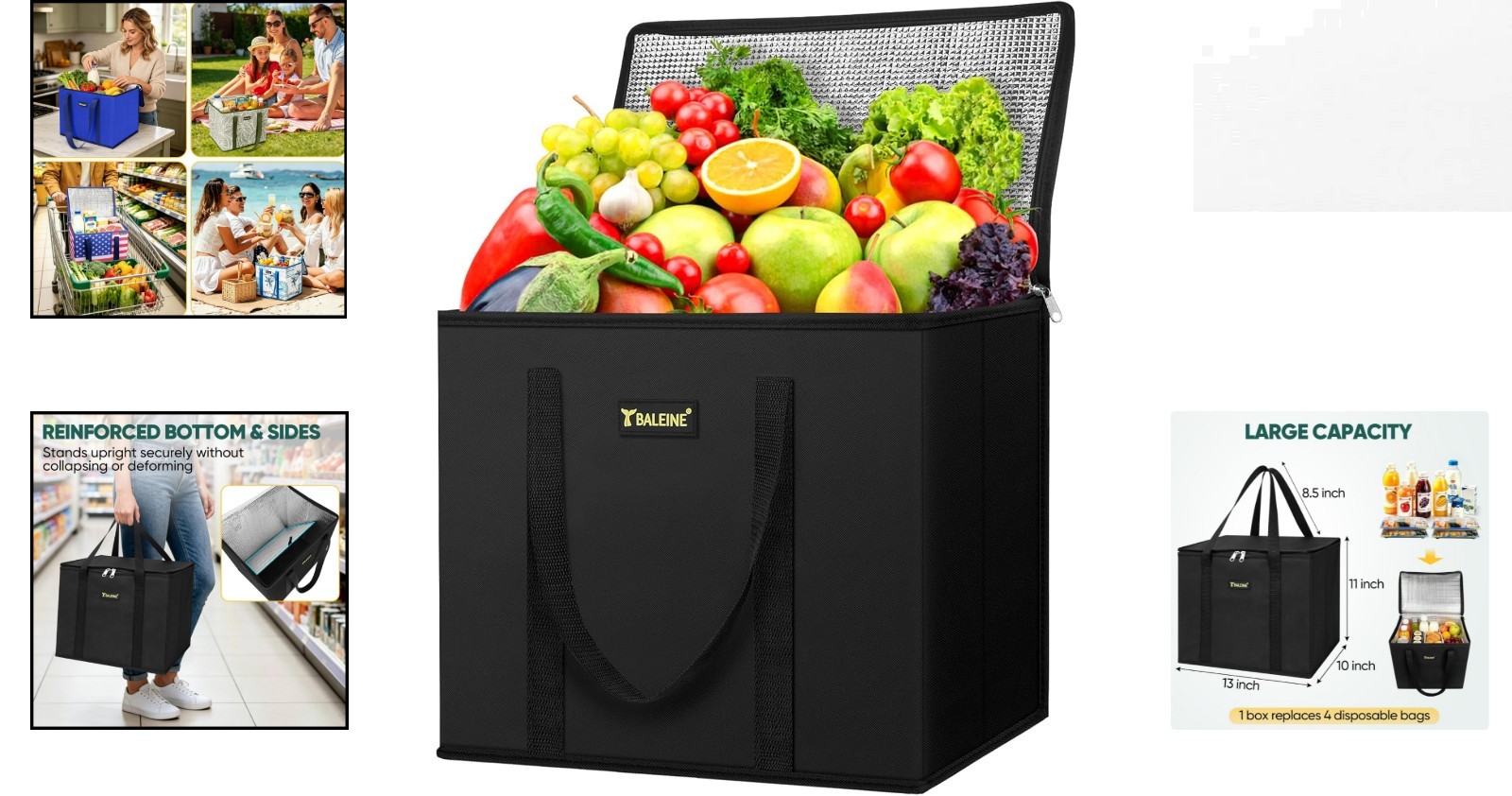 Foldable Insulated Grocery Bags with Reinforced Bottom – Eco-Friendly Style!