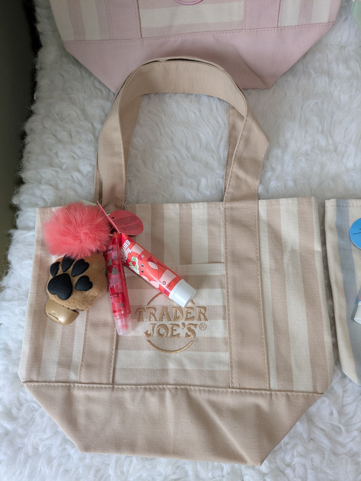 Trader Joe’s Mini Pastel Stripe Canvas Tote Bag Limited Edition Set of 4 NEW👜👛