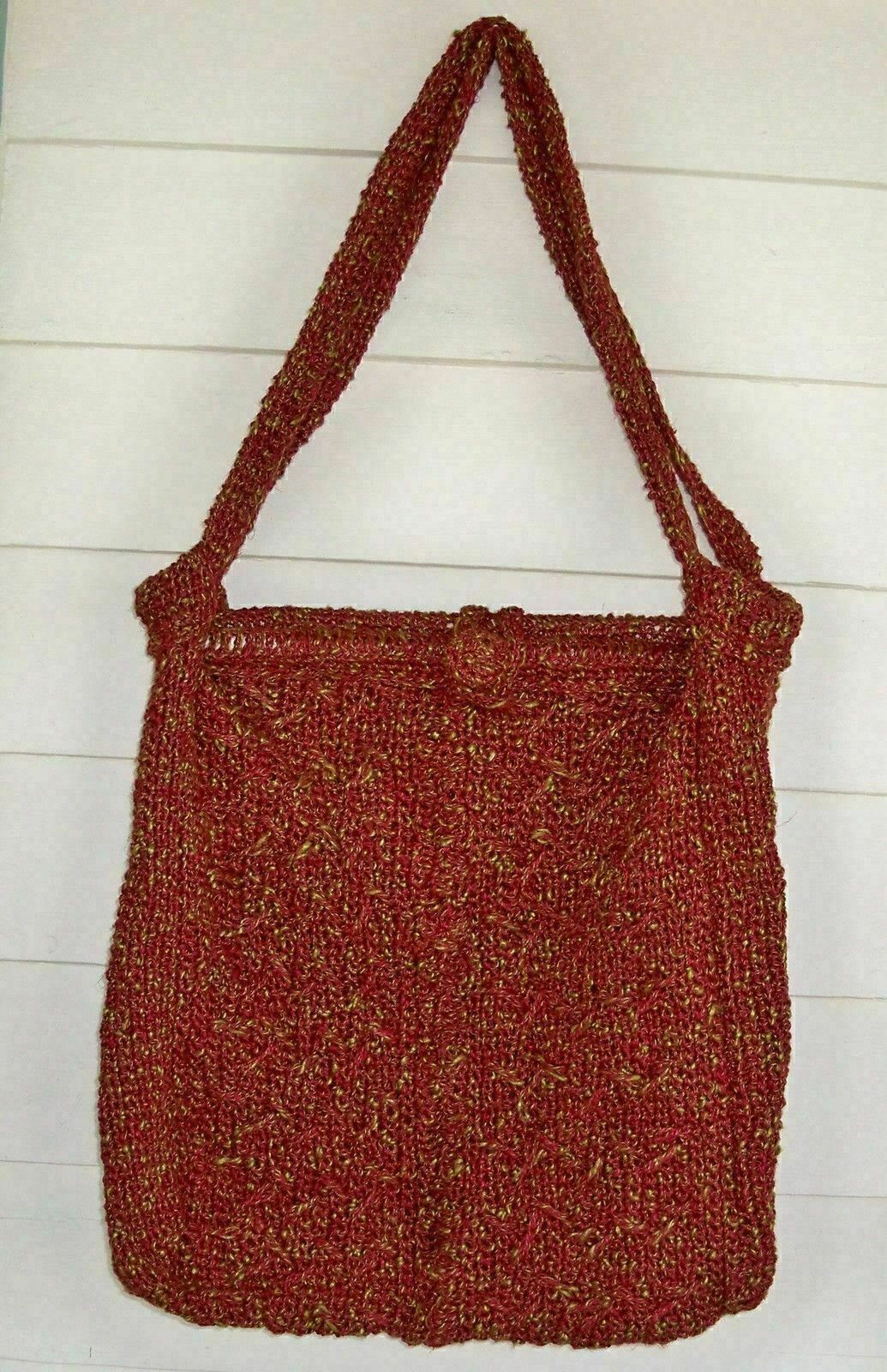HANDMADE XL red Wine and olive green Purse Craft Bag eco Tote Grocery Bag L54