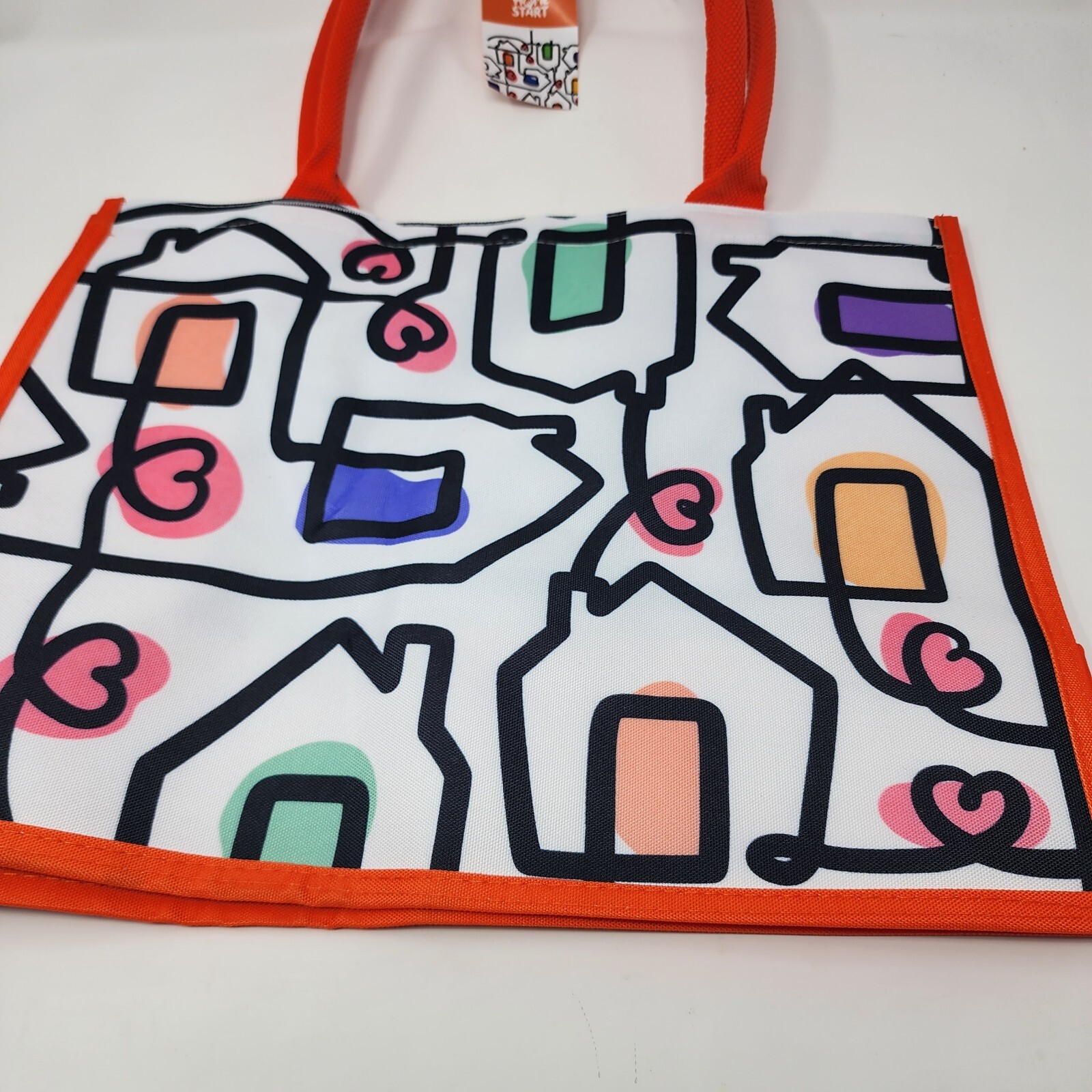 Waitrose Home Start Charity Tote Bag House Heart Love Shapes Orange White UK New