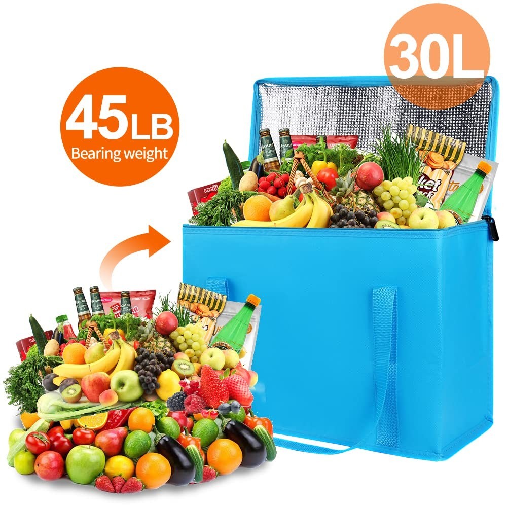 4-Pack Insulated Reusable Grocery Shopping Bag, X-Large Frozen Food Cold, Coo…
